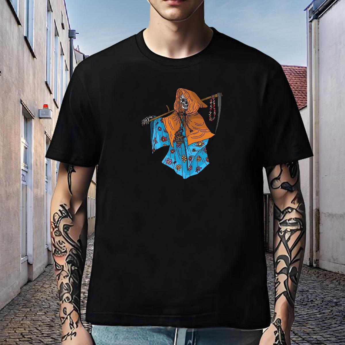 Brand Men T Shirts 230g Cotton skull Daily Wear Custom Cartoon O Neck Short Sleeves Couples T Shirts Customized Tops Shirt