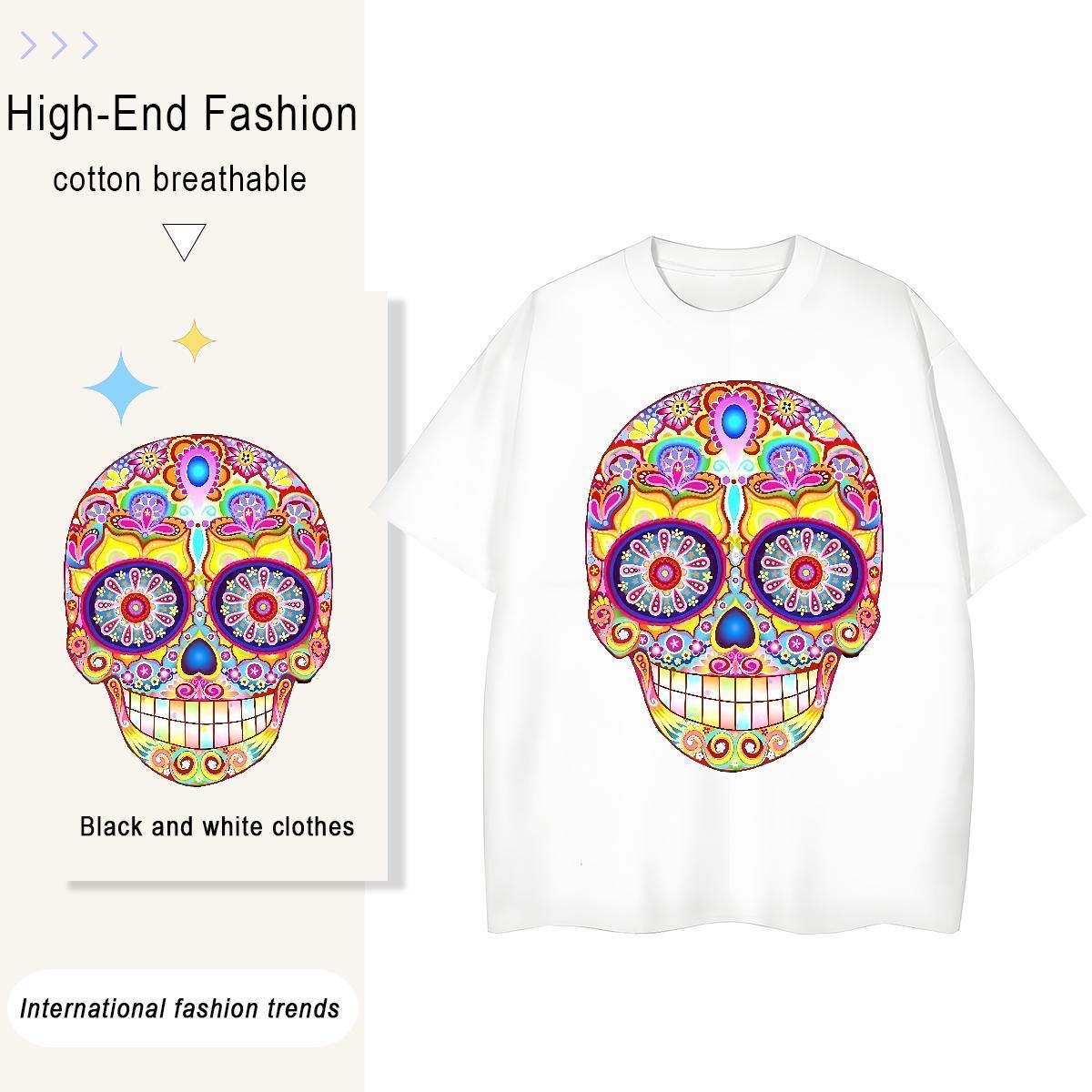 Cool Design Men T Shirts 100% Cotton 230g skull Outdoor Custom Print Plus Size O Neck Short Sleeves Men Tees DIY Customized Wear