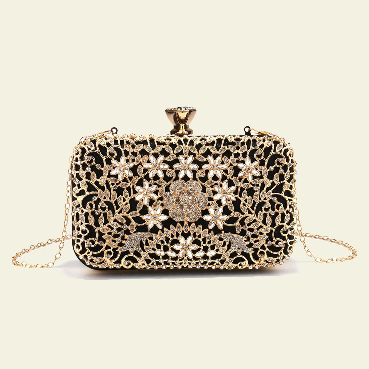 Hollow Out Style Diamonds Clutch Metal s Evening Bags Flap Party Wedding Handbags Purse 240824Z