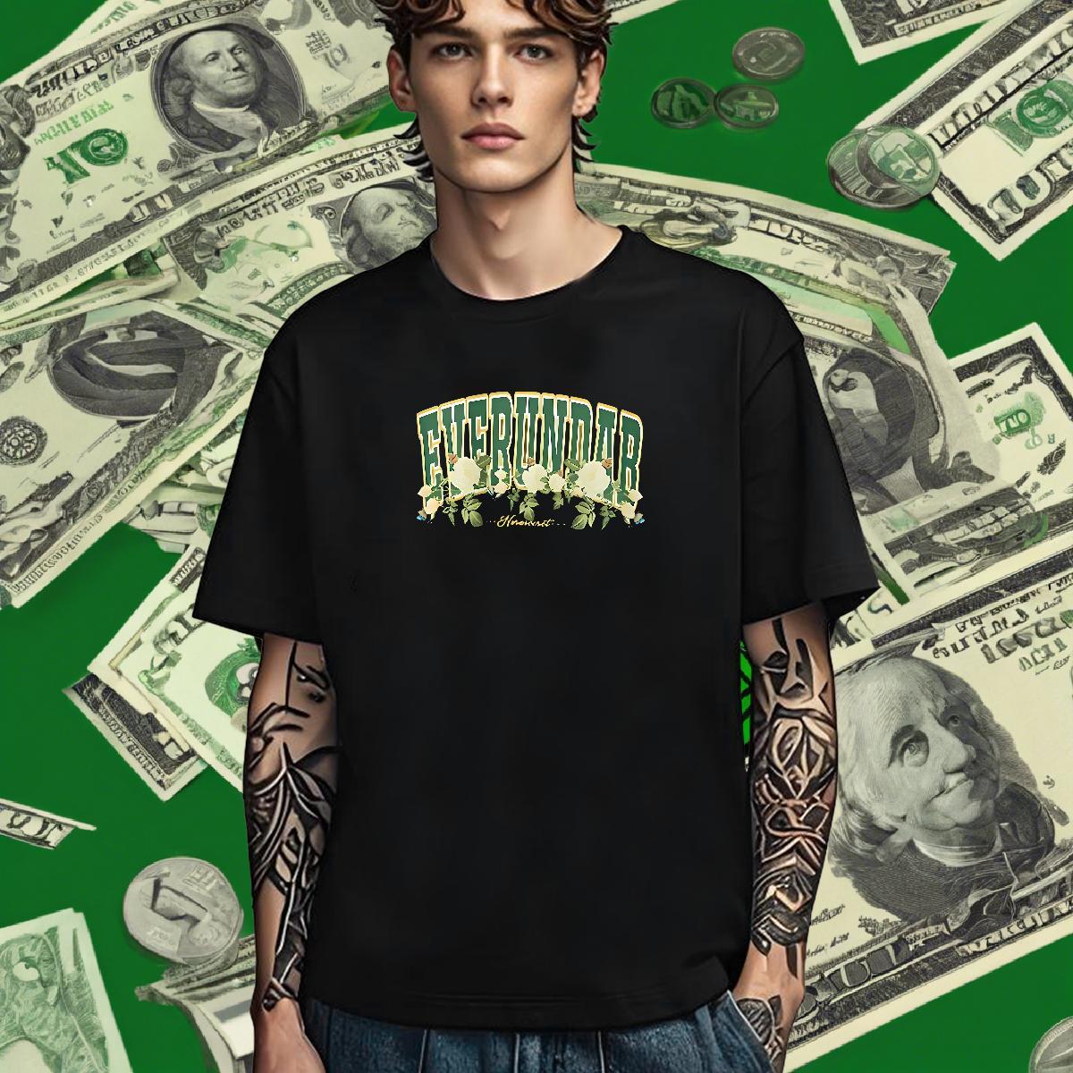 TOP Quality Man T Shirts 230g Cotton letter Sports Casual Plus Size Cartoon O Neck Short Sleeves Men Tees Fashion Tops Shirt