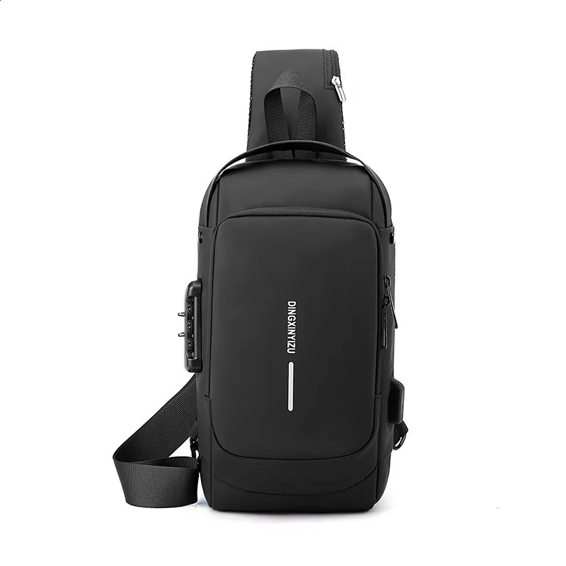 Mens cross body bag waterproof USB shoulder bag anti-theft travel messenger box sling bag fashionable y er 240824