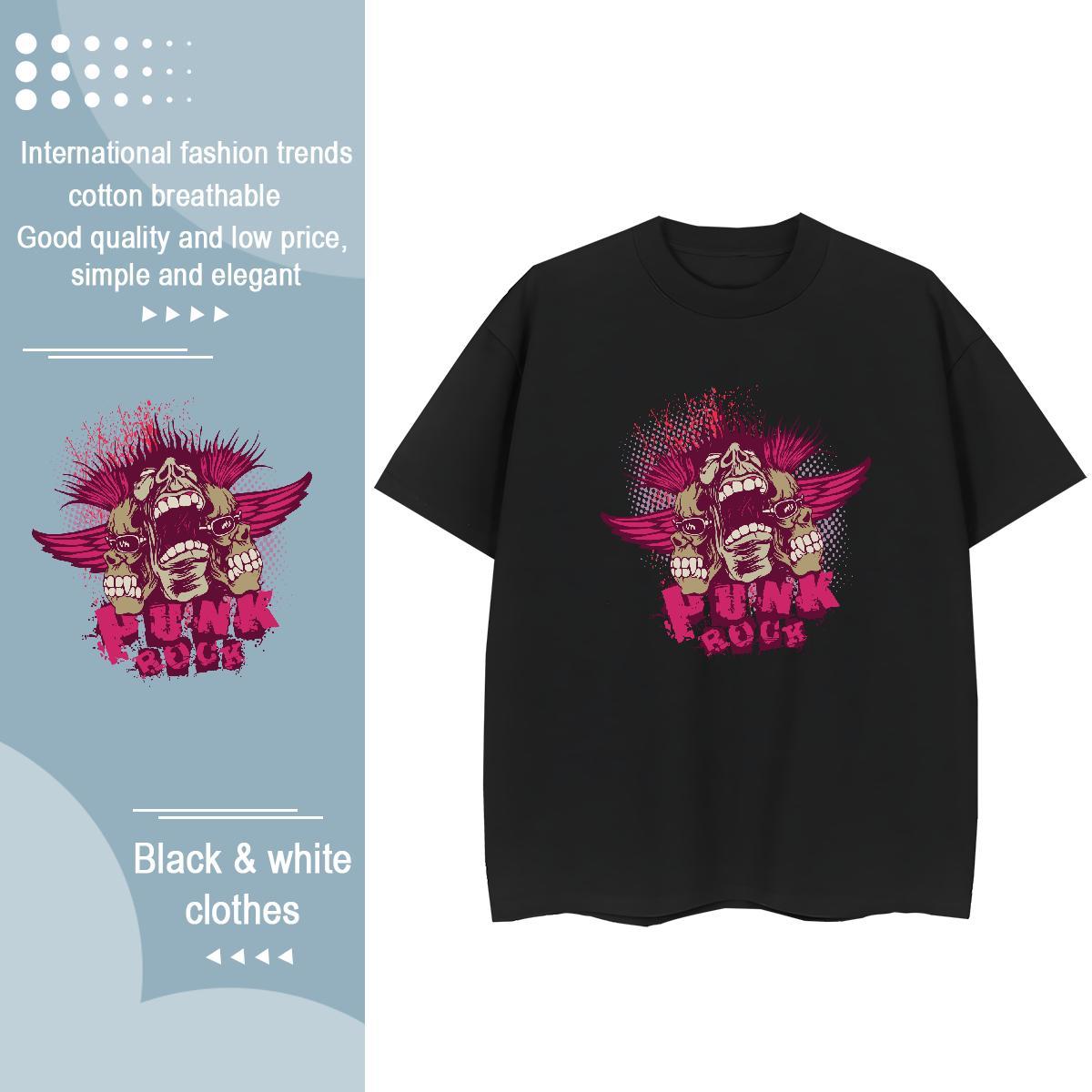 Unisex T-Shirts for Men 230g 100% Cotton skull Summer Casual Oversized 3XL 4XL Short Sleeve Soft Couples T Shirts New Arrival Top Tees