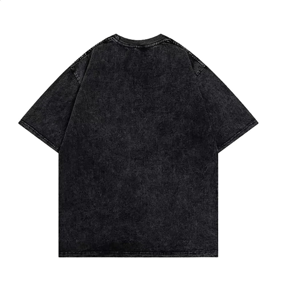 Couple Summer Washed T Shirt Retro Hip Hop Streetwear Men Women Casual T-shirt Short Sleeve Vintage Black Acid Wash Y2k Clothes 240813