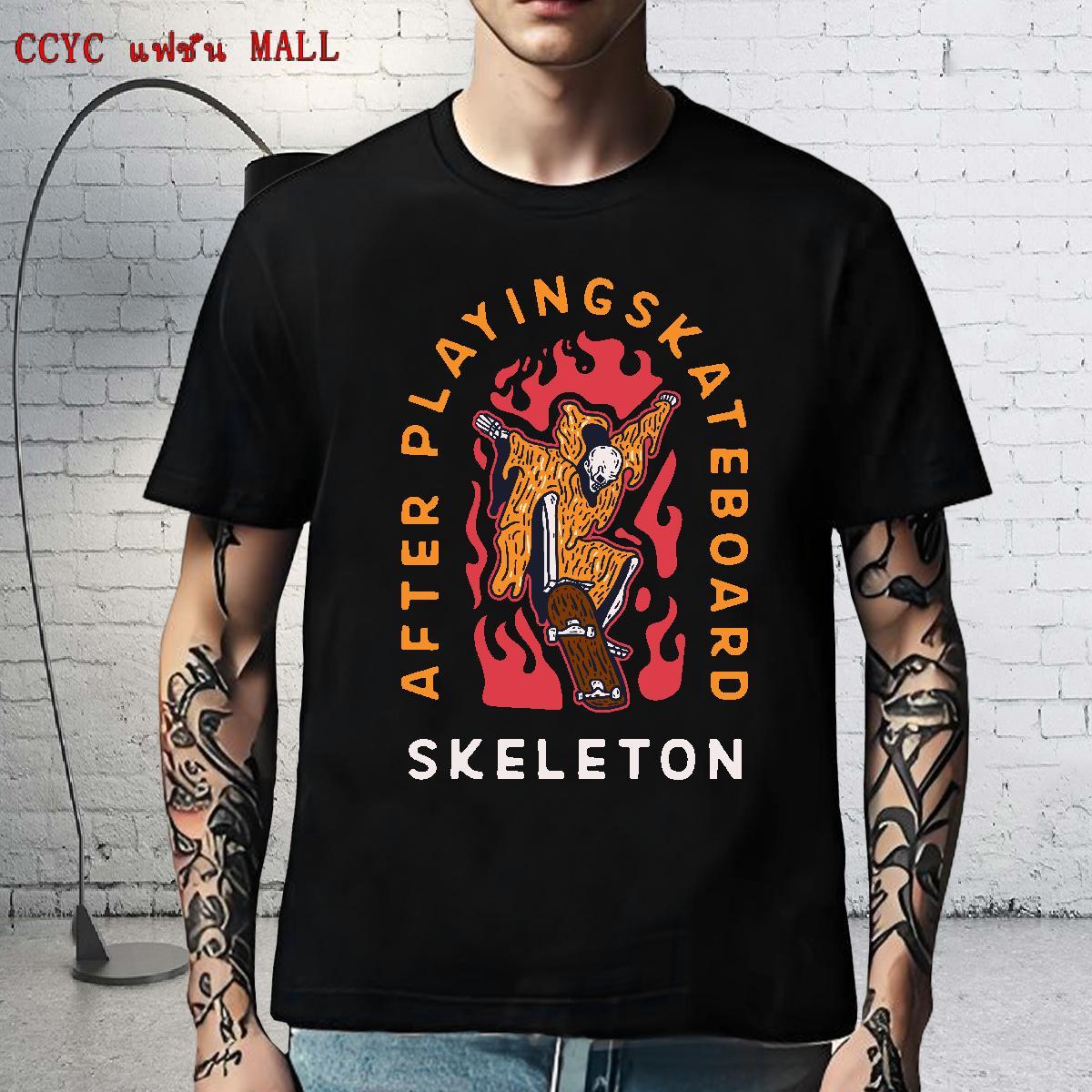 Free Shipping T-Shirts for Men 230g 100% Cotton skull Casual Beach Custom Print Oversized Breathable Short Sleeve Tshirt for Man Woman DIY Tshirts