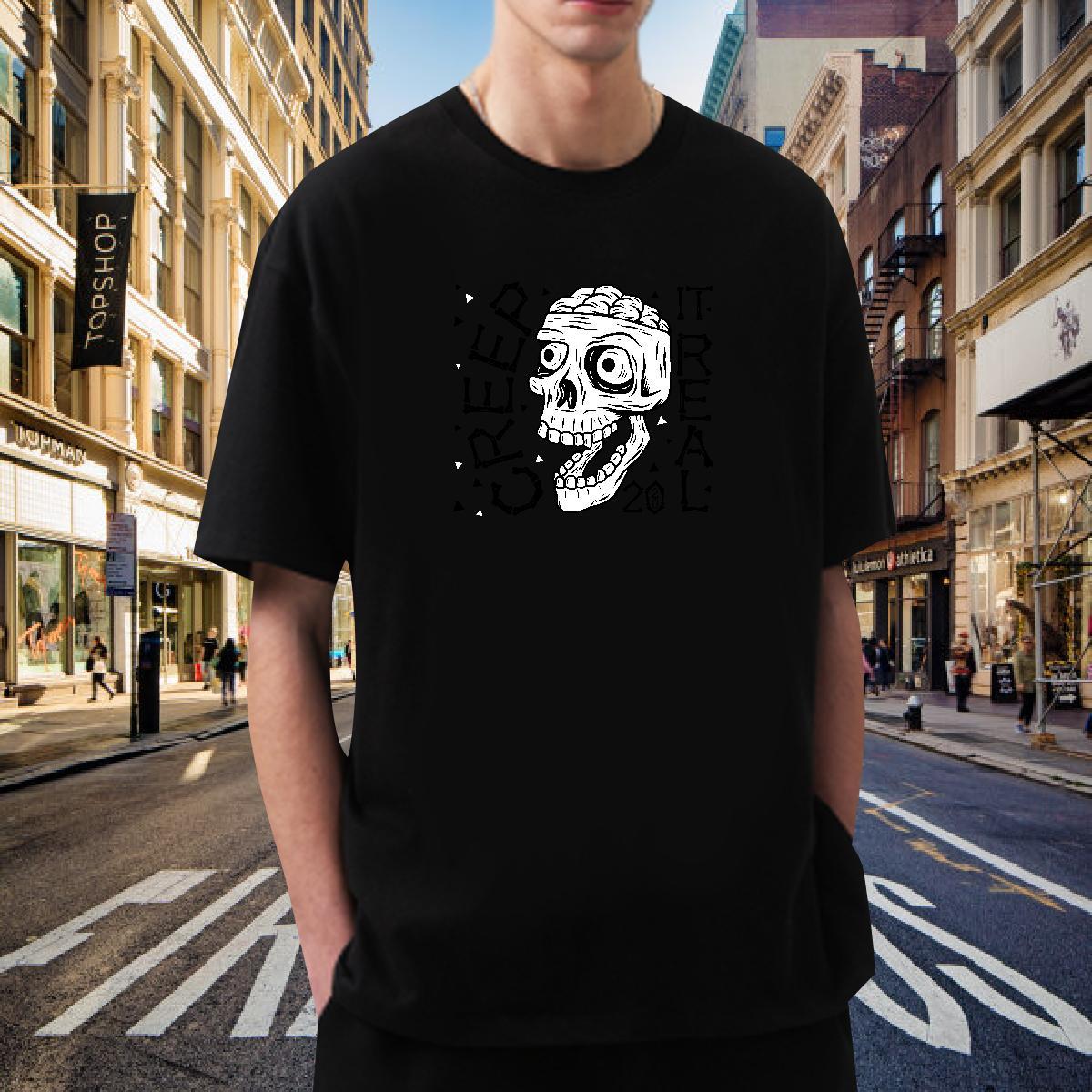Unisex Mens T Shirts 230g Pure Cotton skull Anime Printing Street Custom Print Oversized O-Neck Short Sleeve Couples T Shirts Fashion Design Clothes
