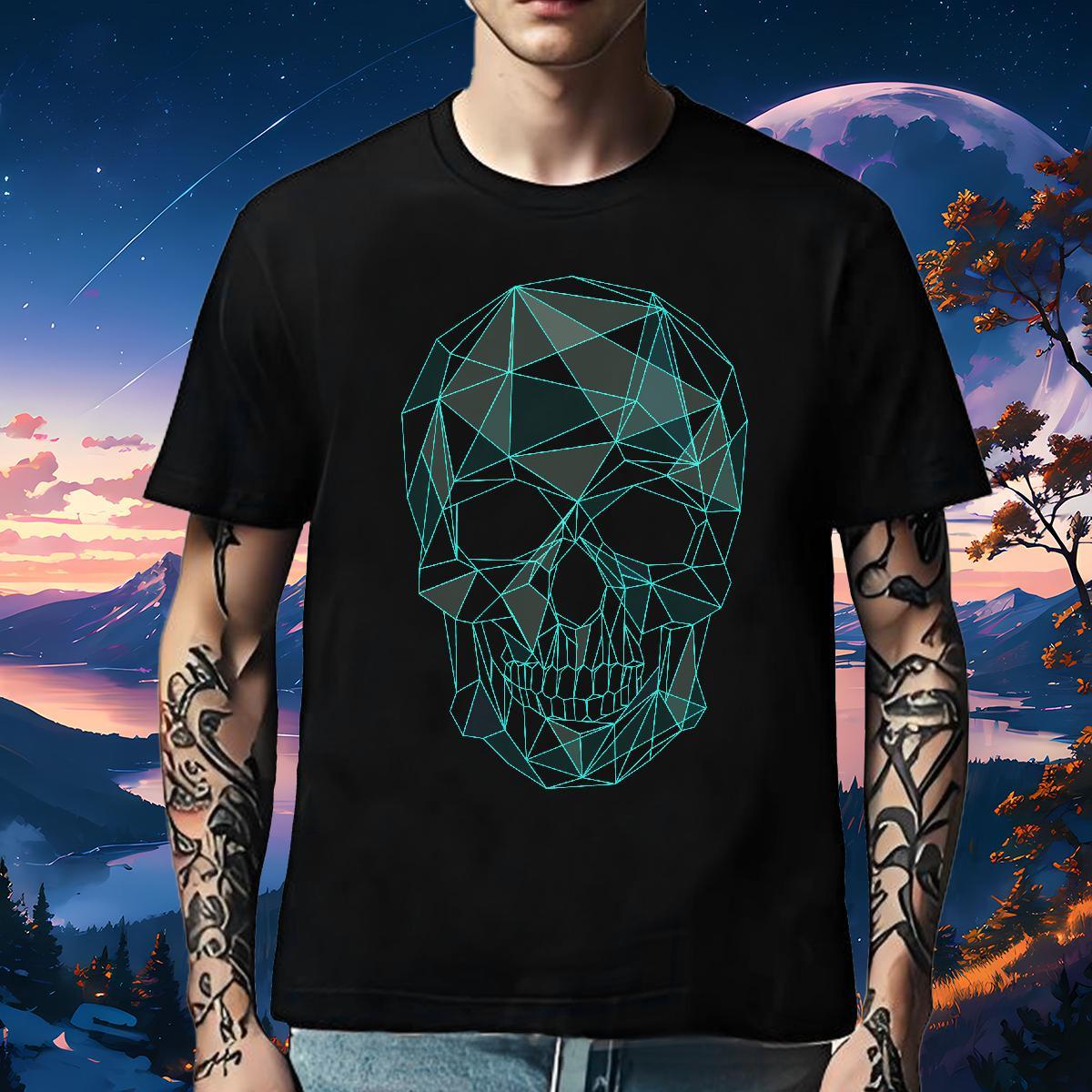 TOP Quality Men T Shirts 100% Cotton 230g skull Daily Wear Custom Cartoon Breathable Short Sleeve Tshirts Fashion Design Tops Tees