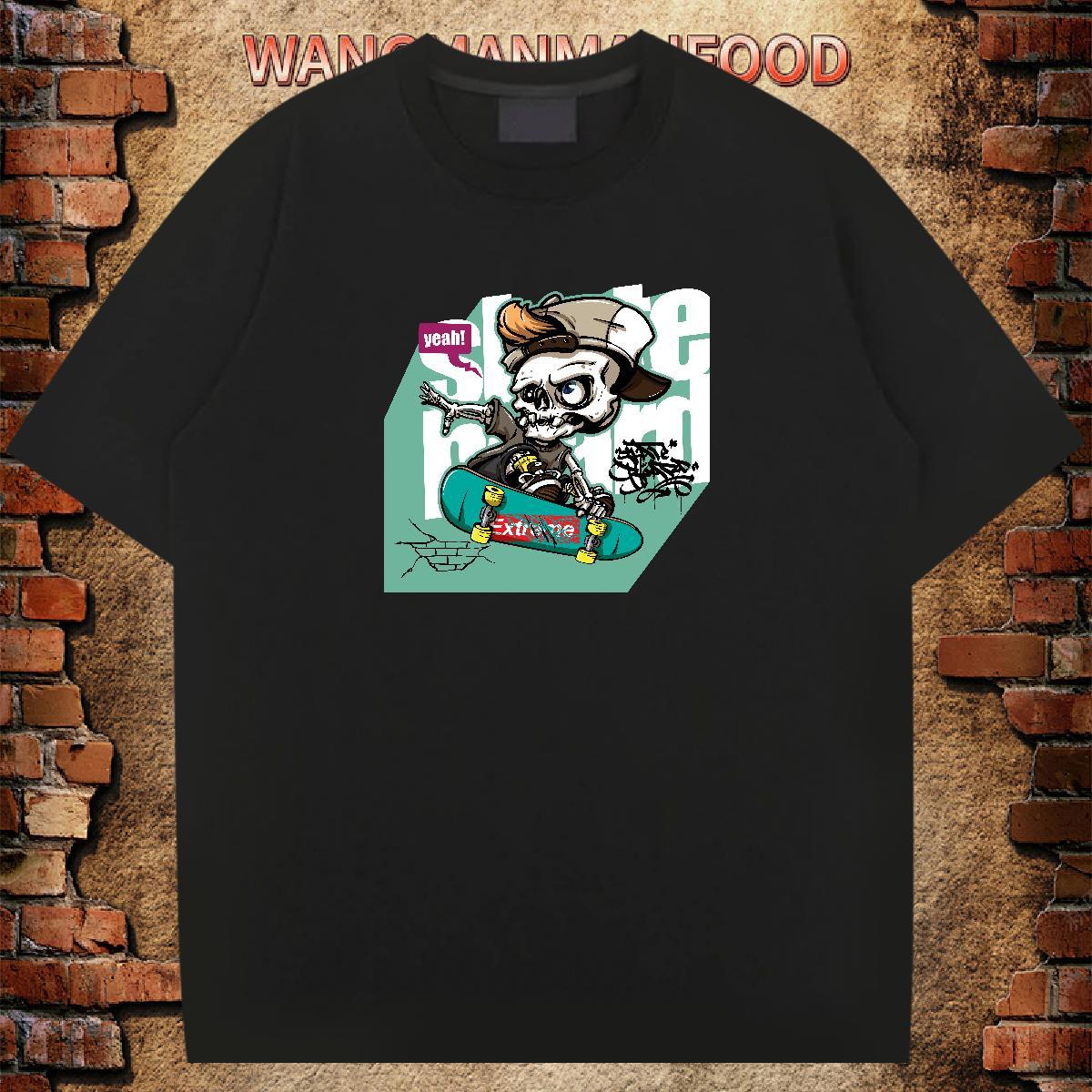 Classic T Shirts Men 230g Pure Cotton skateboarding Hip Hop DIY Anime Breathable Short Sleeve Men Tops Tees Factory Direct Tee Shirt
