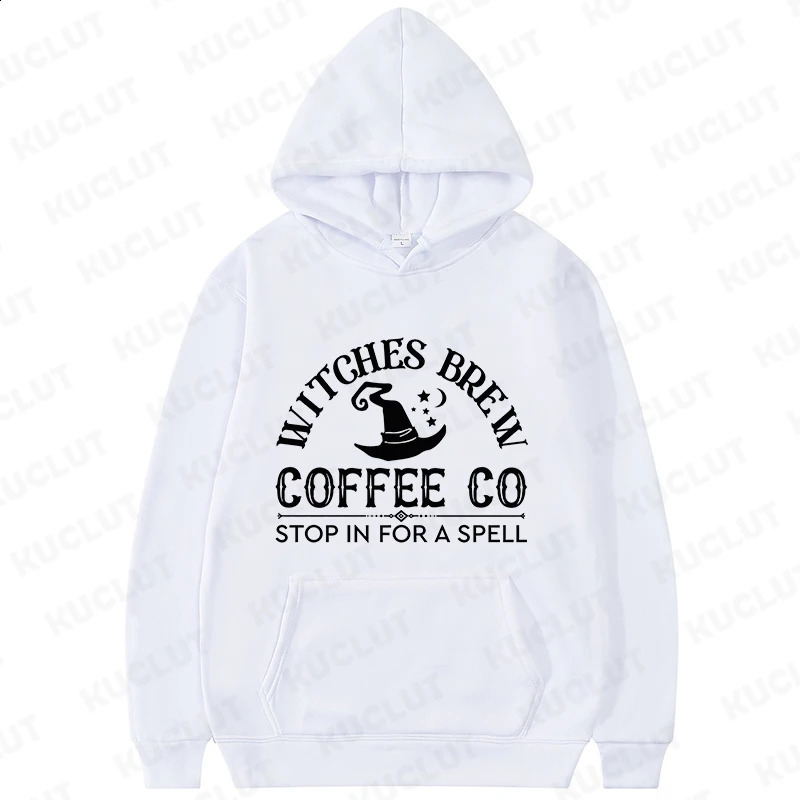 Witches Coffee Co Stop in For A Spell Print Hoodies Funny Halloween Women Sportwear Fashion Fall Hoodies Sweatshirts Casual 240824