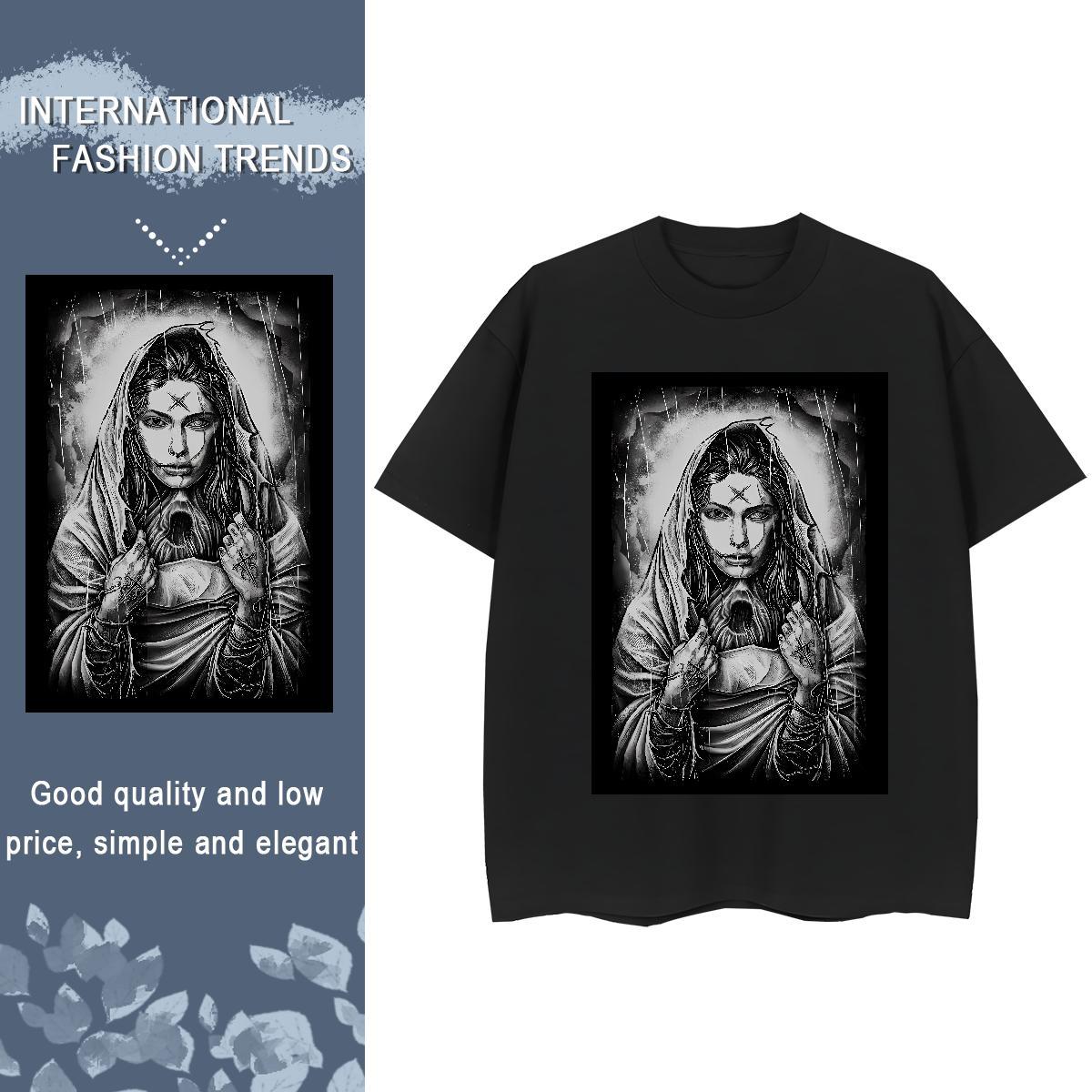 Nice Women Tshirts 230g 100% Cotton nun Street Wear Womens T Shirts Crew Neck DIY Printed Tops Tees