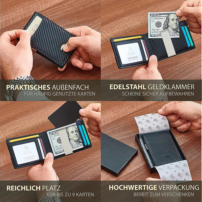 Mens Wallet Credit Card Wallet RFID Protection Simple Ultra-thin PU Small Money Clip 240824