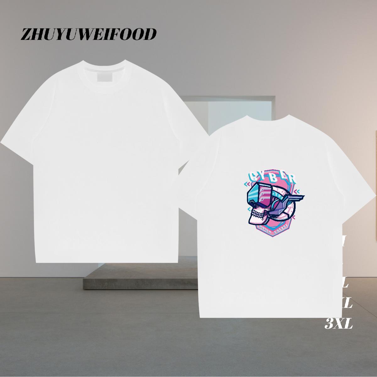 Brand T-Shirts 100% Cotton 230g skull Outdoor Cartoon Print Breathable Soft Men Clothes T-Shirt Custom Tops