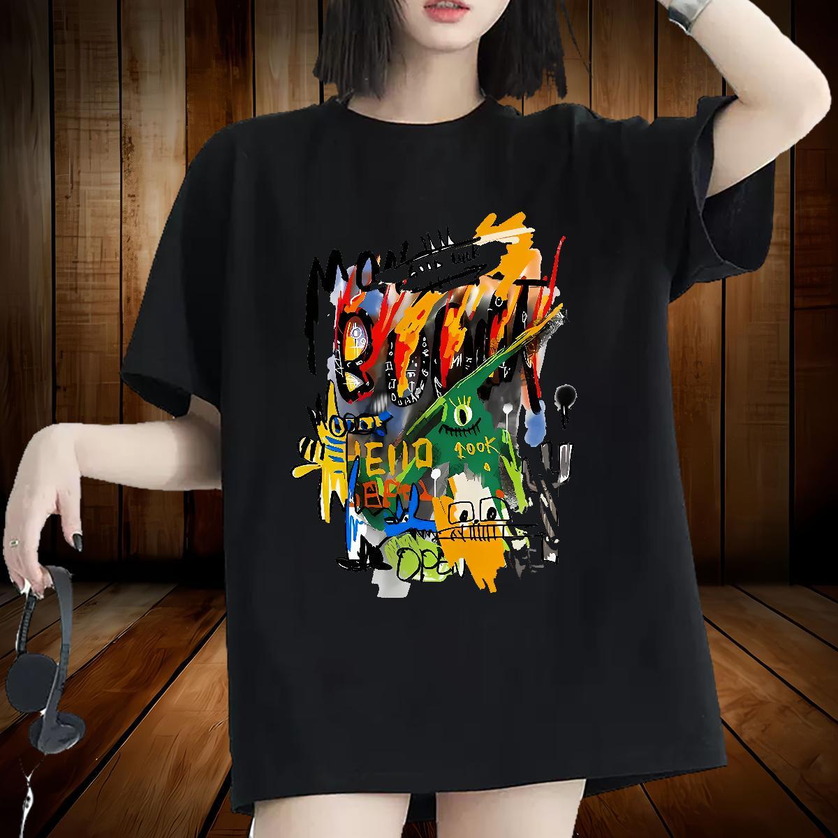 Designer Unisex Tshirts 230g Cotton graffiti Hip Hop Street Womens T Shirts Breathable Black White Tees