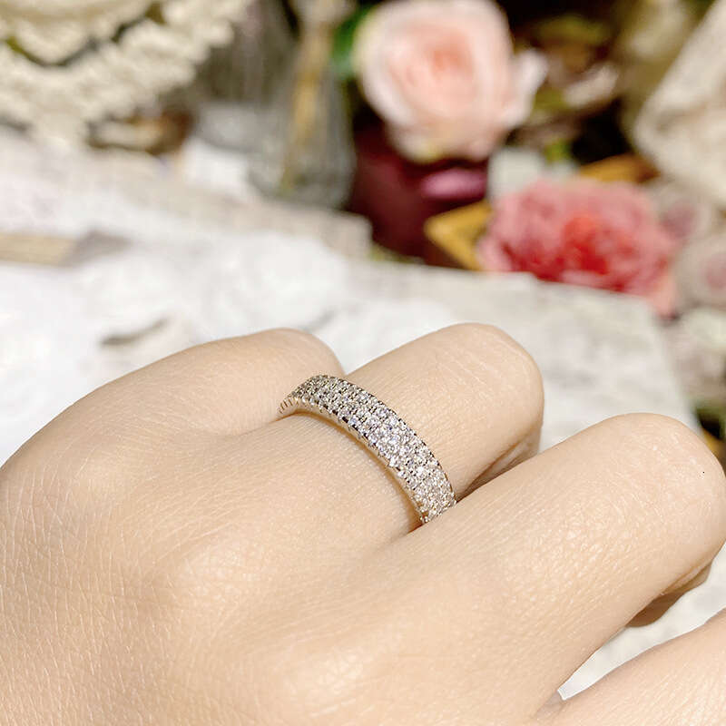 2024 INS Sale Top 925 Sterling Silver Diamond Luxury Big Wedding Band Rings Luxury Rings Set for Bridal Women Engagement Finger Party Gift Designer Je