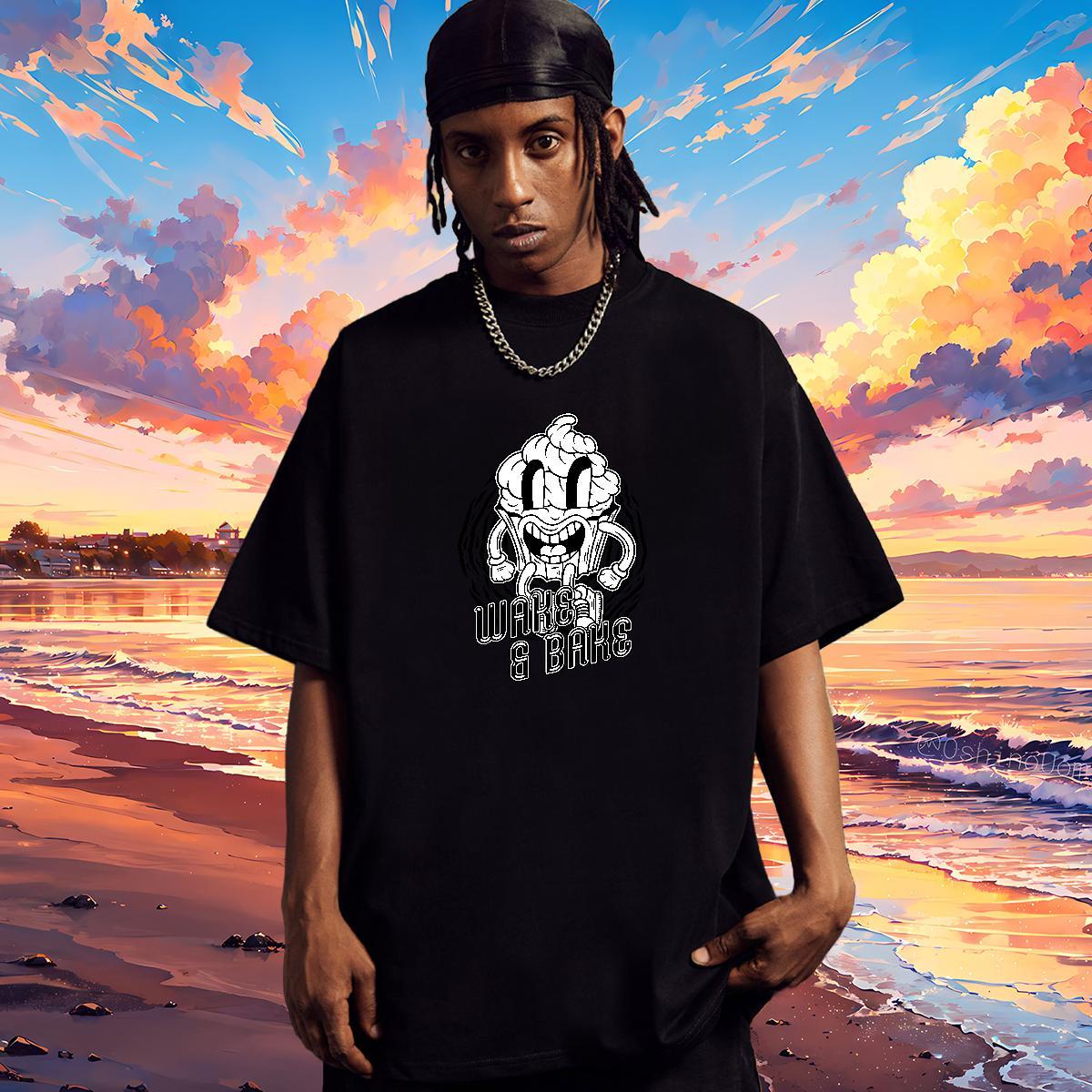 Wholesale T-Shirts for Men 230g Cotton skull Casual Daily Wear Floral Print Breathable Soft Couples T Shirts DIY Top Tees
