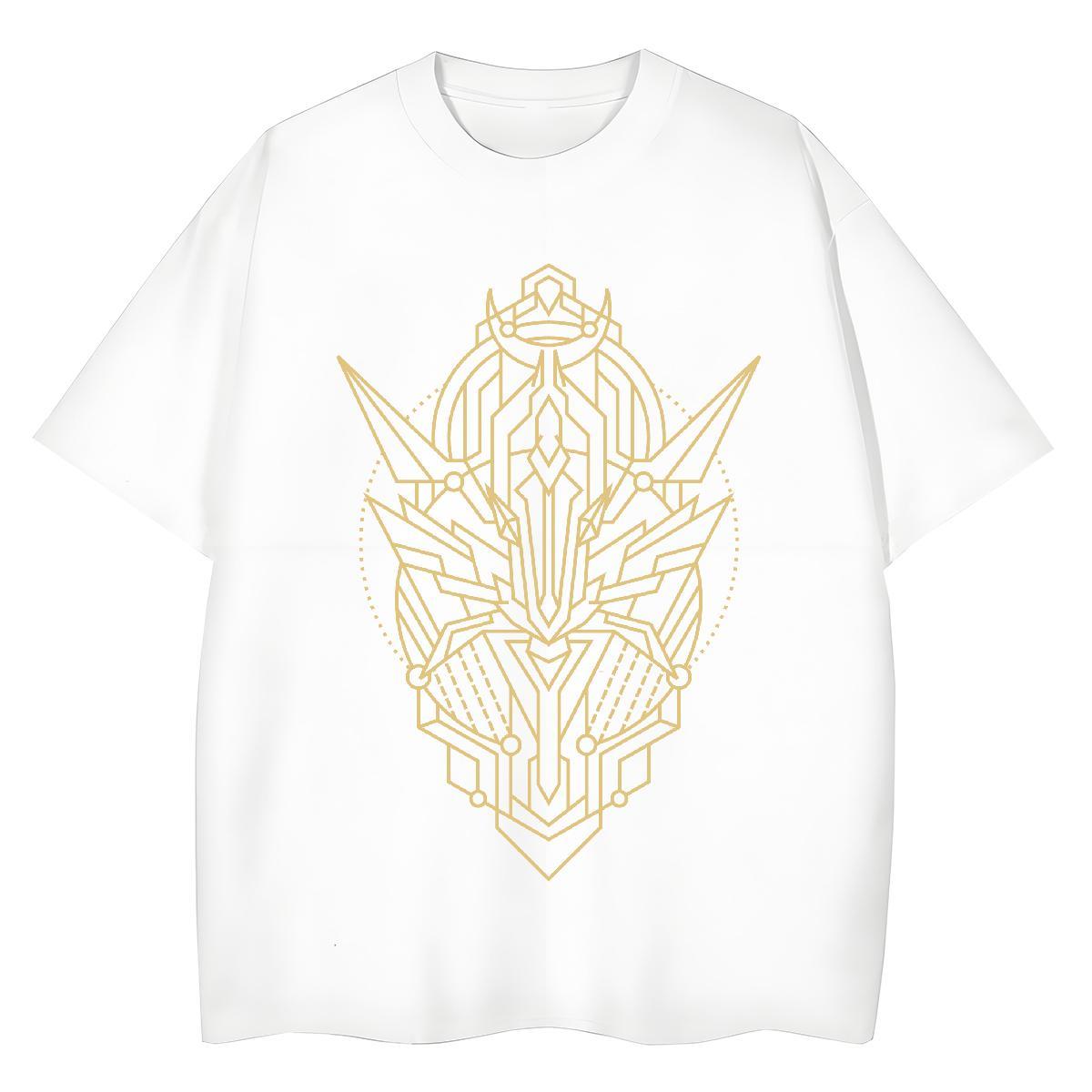 5A Women Tees 230g Cotton Geometric line Hip Hop Street T-Shirts for Women O-Neck Short Sleeve Anime Oversized Polos