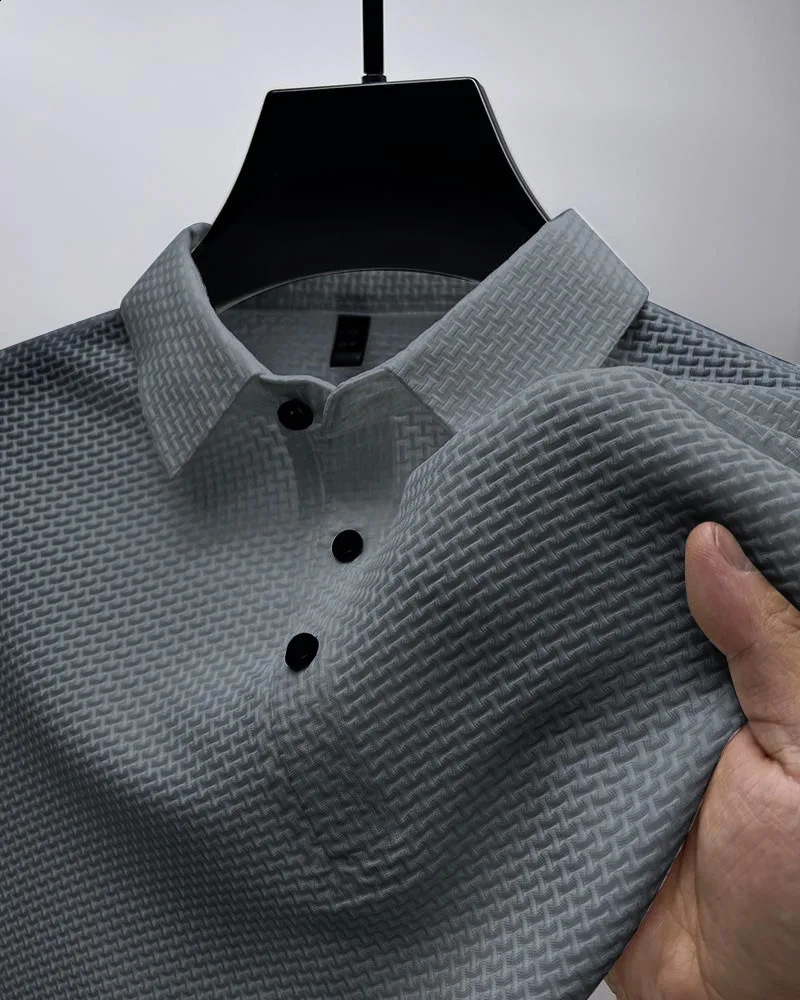 Mens Polo Shirt High-end Mesh Ice Silk Summer Casual Business Short-Sleeved T-Shirt 240814