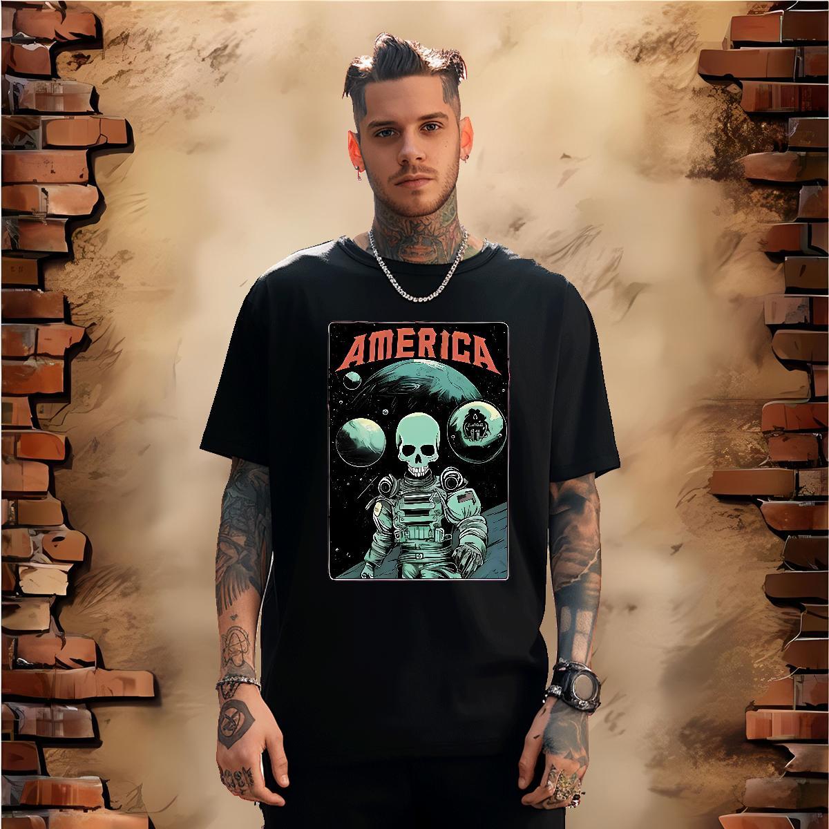TOP Quality T shirt 100% Cotton 230g skull Street wear Hip Hop Custom Anime Pure Cotton Tshirt for Man Woman 2024 Clothes