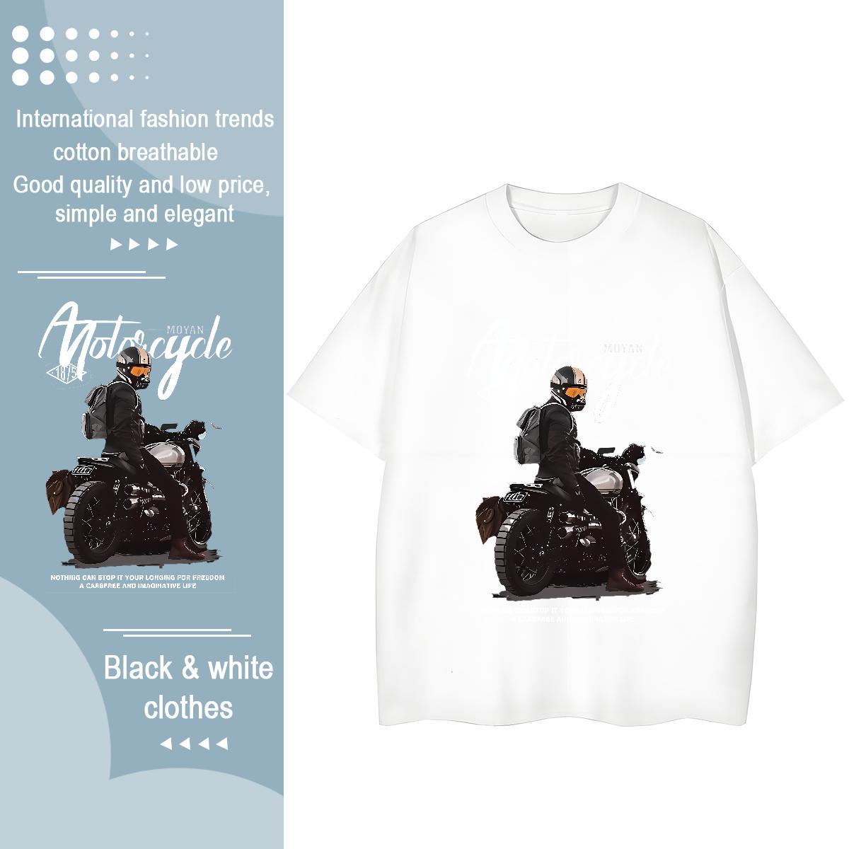 TOP Quality T-Shirts 230g Pure Cotton Motorcycle Sports Casual DIY Breathable Men Tops Tees Designer Fashion Clothes