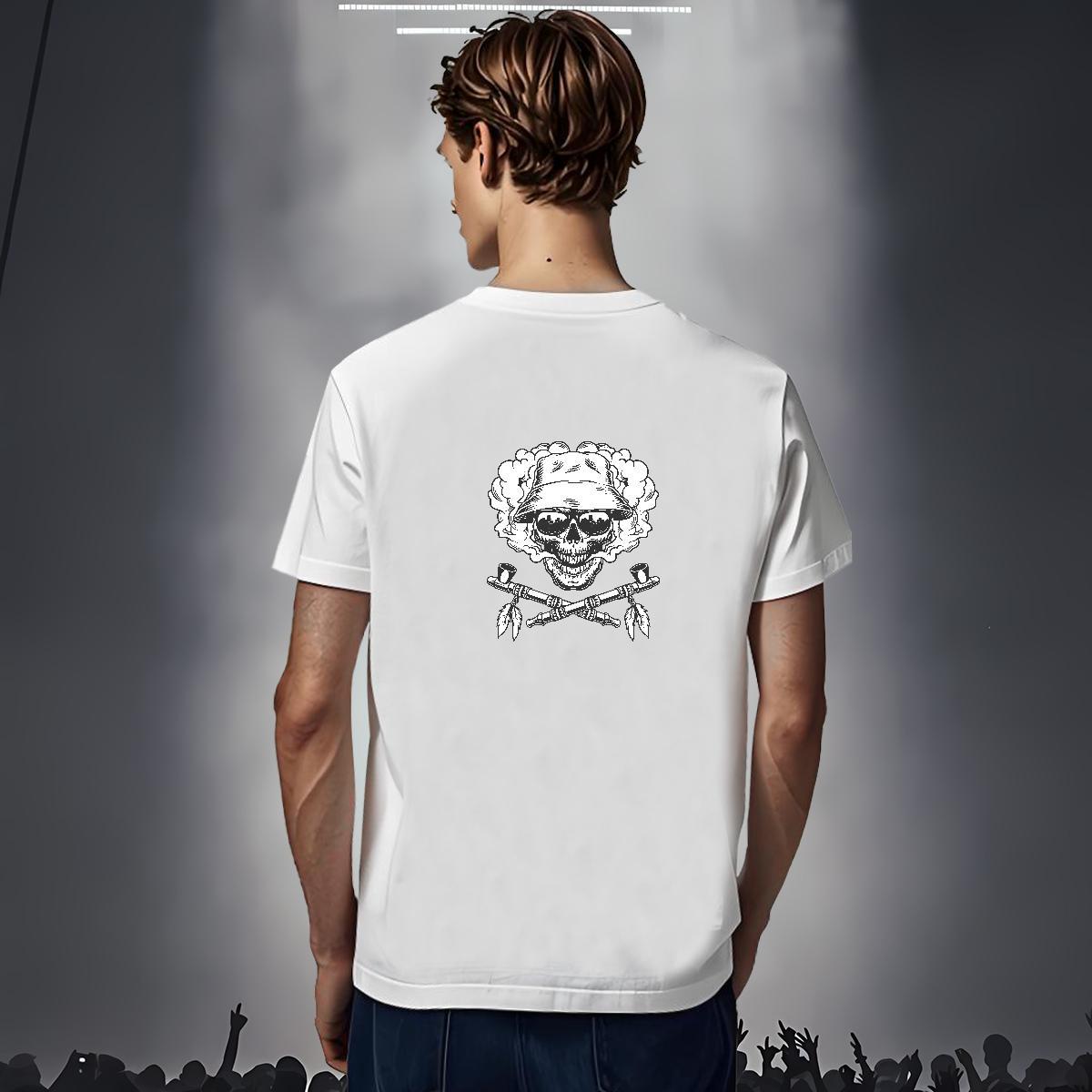 Unisex T Shirt For Man 230g Cotton skull Spring Summer Customized Print Round Neck Short Sleeve Men Tees DIY Tops Tees