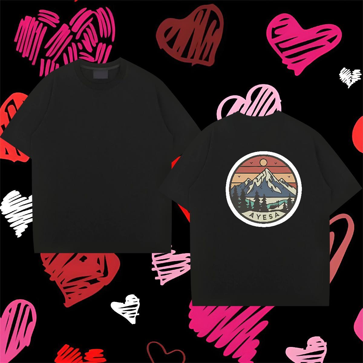 TOP Quality Man T Shirts 230g Pure Cotton mountains Street Oversized 4XL Short Sleeve Soft Mens Tshirts Fashion Top Tees