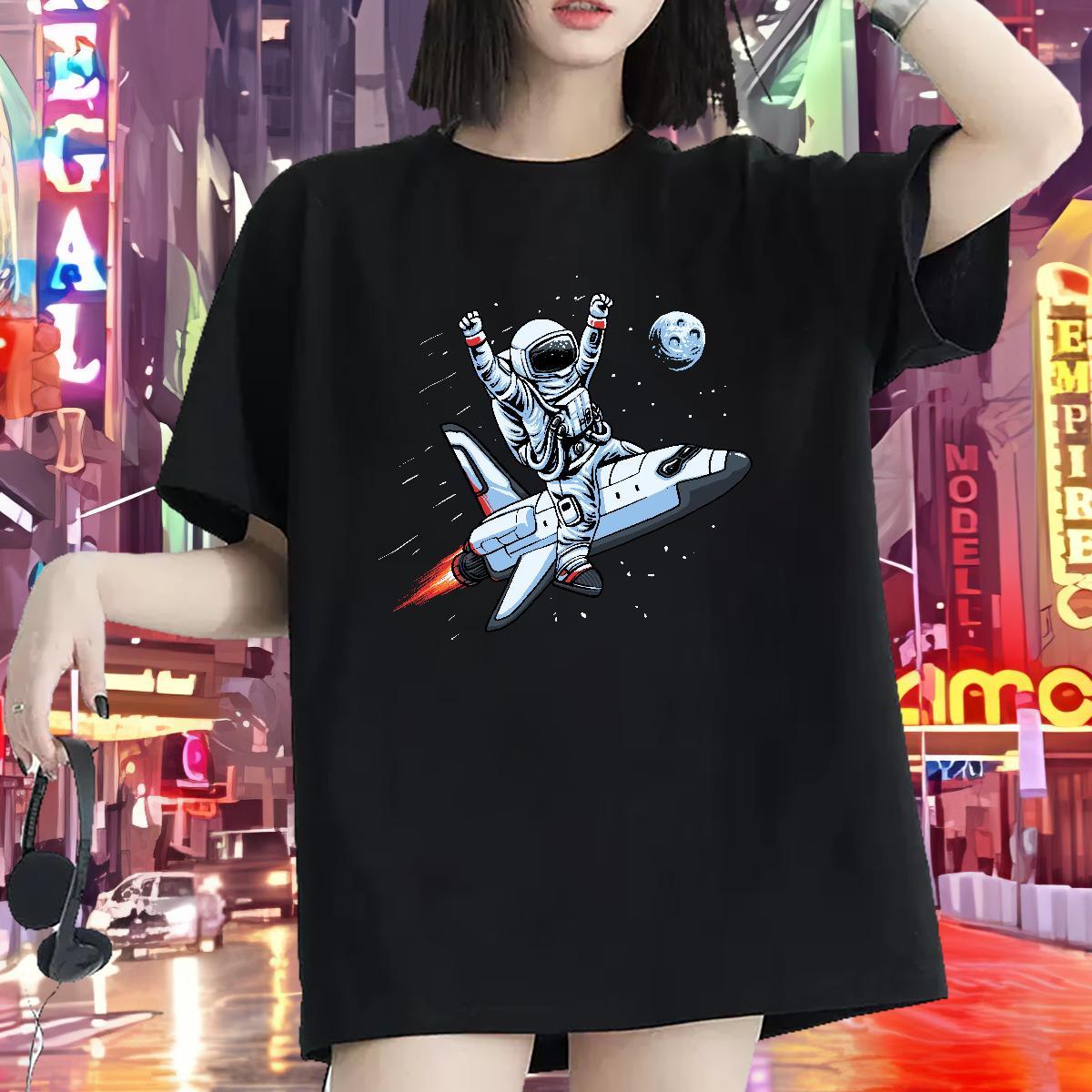 Unisex Woman Tshirt 100% Cotton 230g universe Spring Summer Womens T Shirts Breathable Short Sleeve Floral Print Tops Shirt
