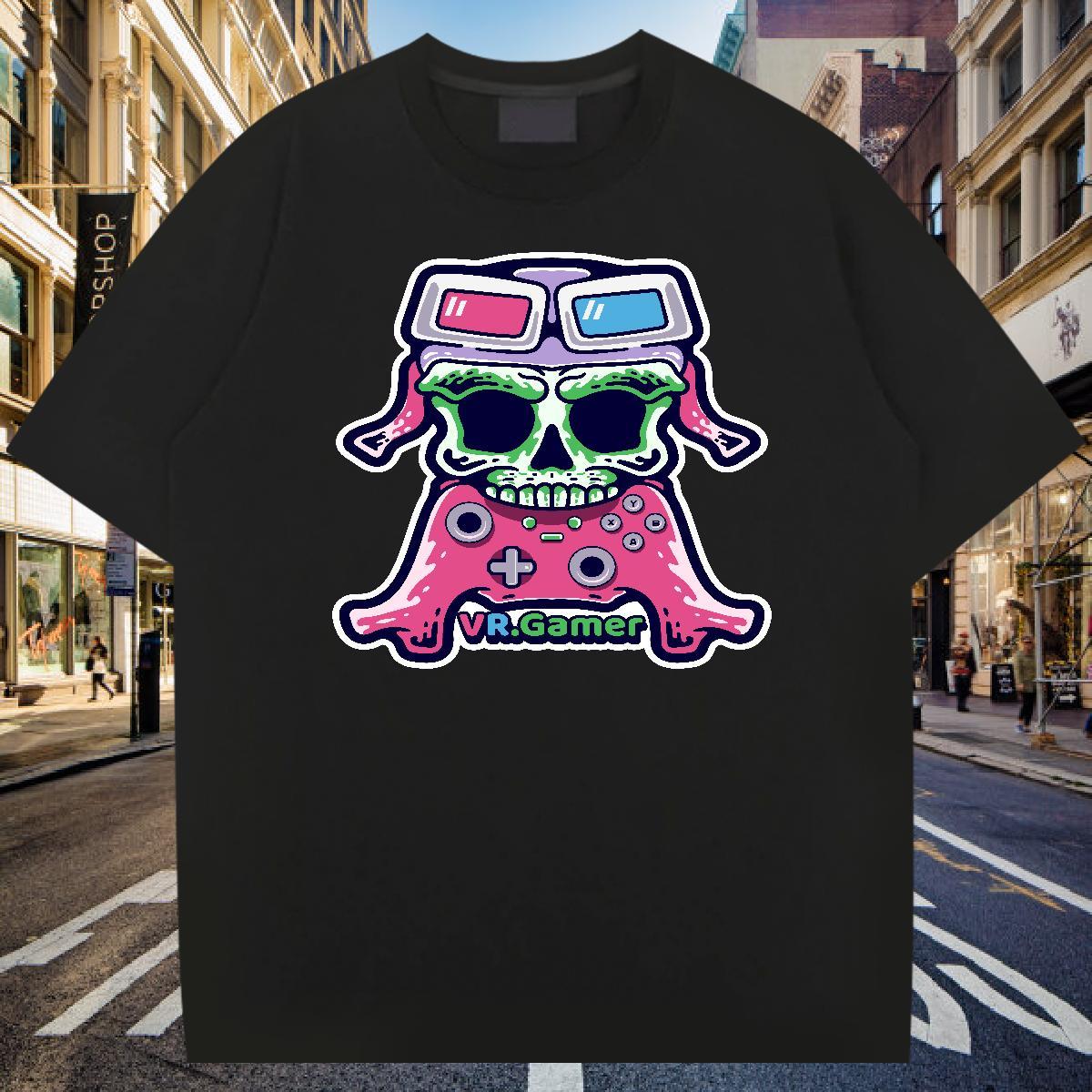 Brand T Shirt For Man 230g Pure Cotton skull Casual Graphic Breathable Short Sleeve Men Tees New Clothings