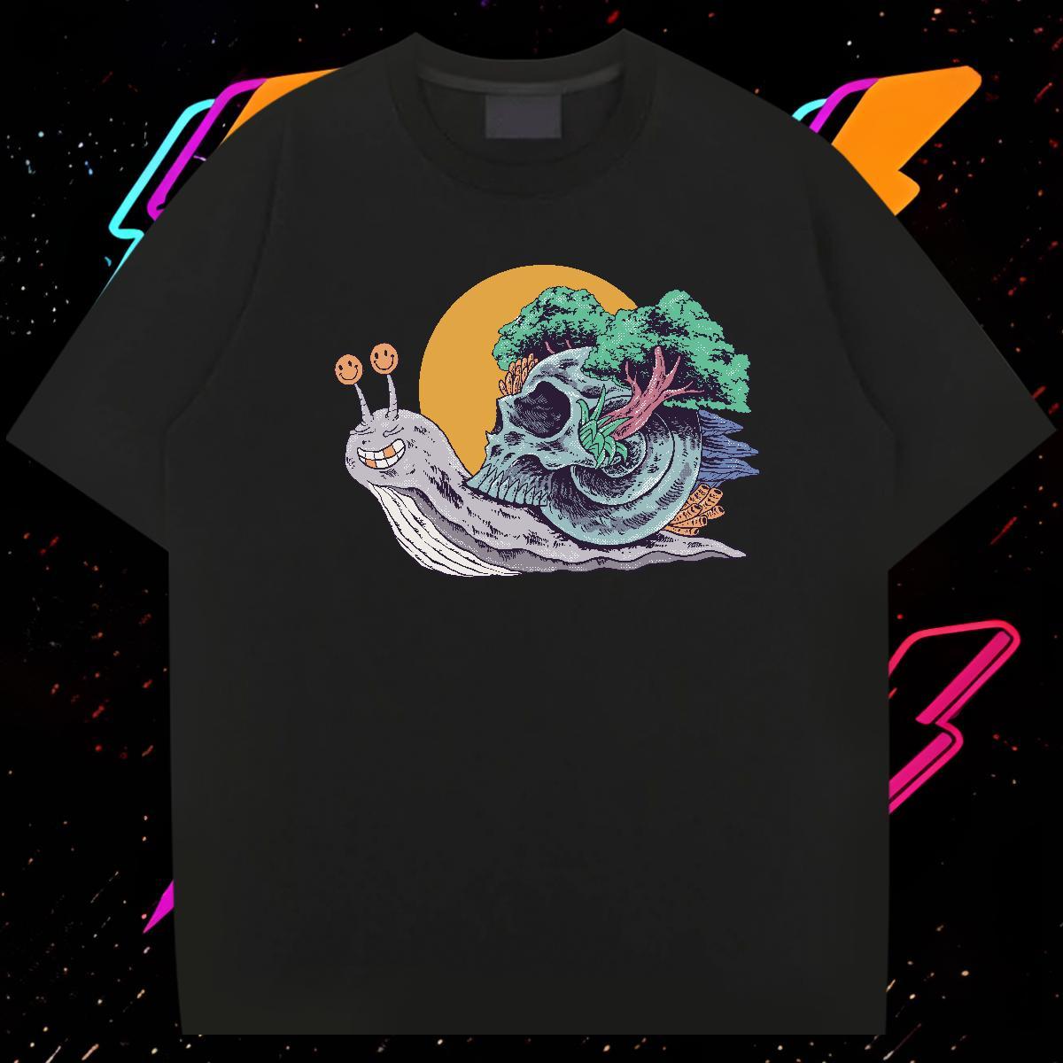 Classic T shirt 230g Cotton skull Anime Printing Street Cartoon Printing L-4XL Breathable Short Sleeve Men Tees 2024 Designer Top Tees