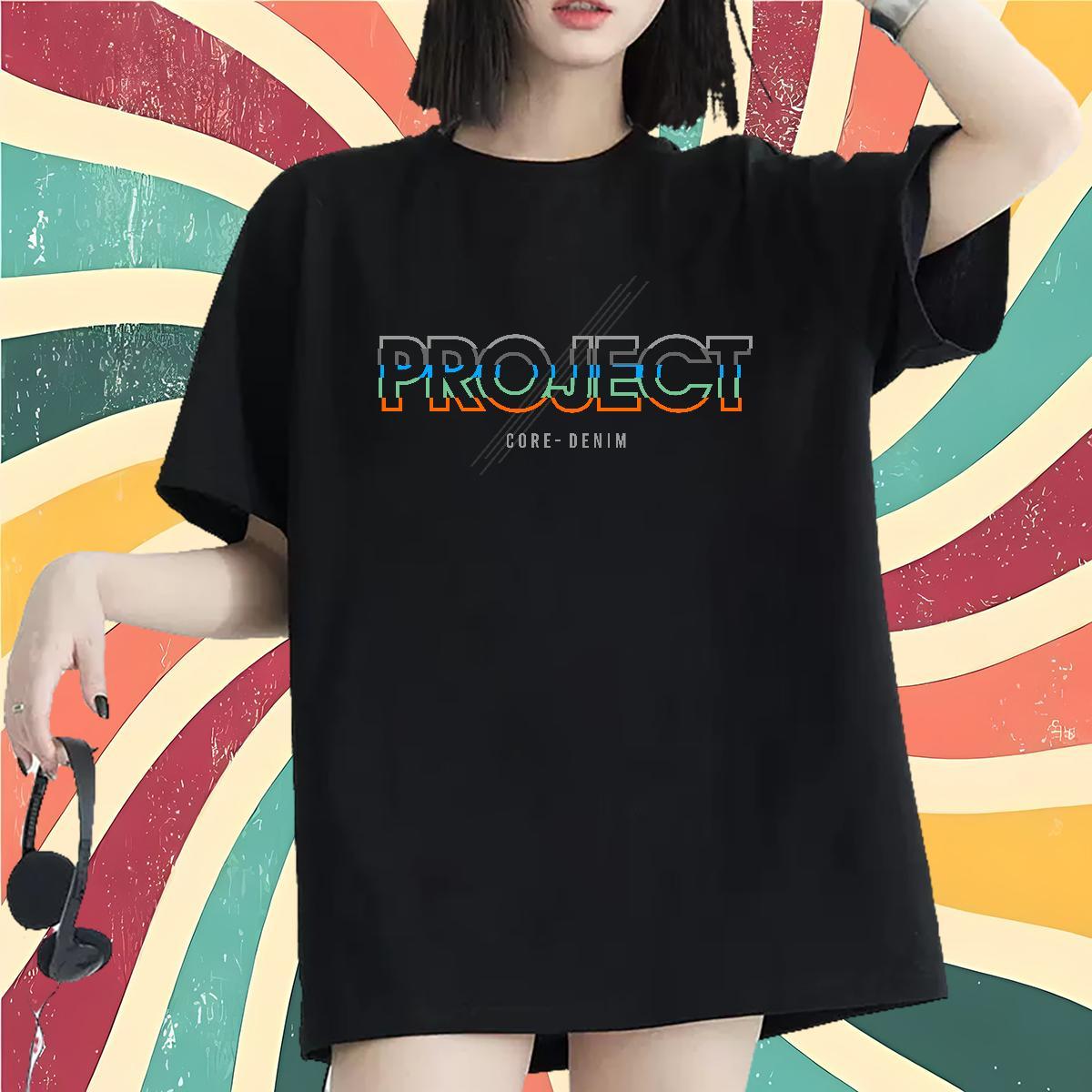 Female Women Tshirts 230g 100% Cotton letter Daily Wear T Shirt For Woman Breathable Soft Custom Print Plus Size Tops