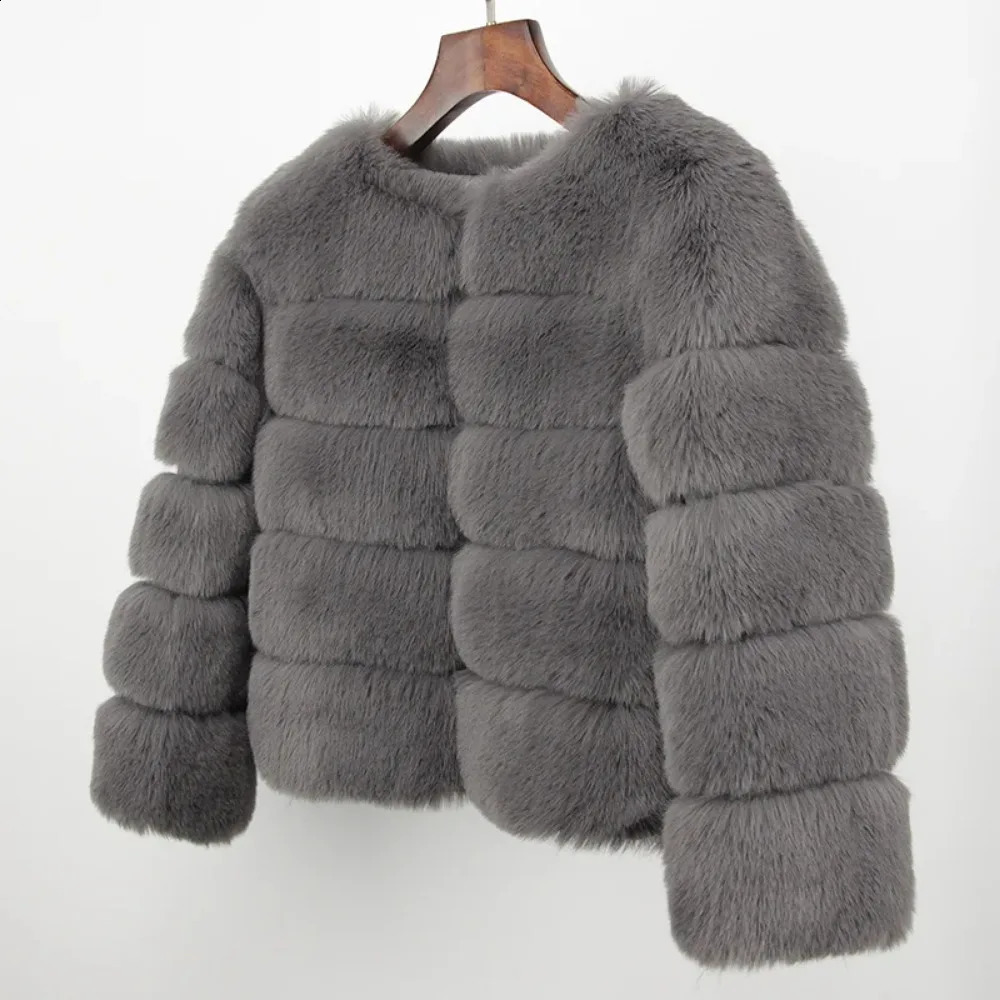 Artificial Fur Coat Winter Jacket Womens Elegant Thick y Warm Street Clothing Fox Rabbit Fashion 240824