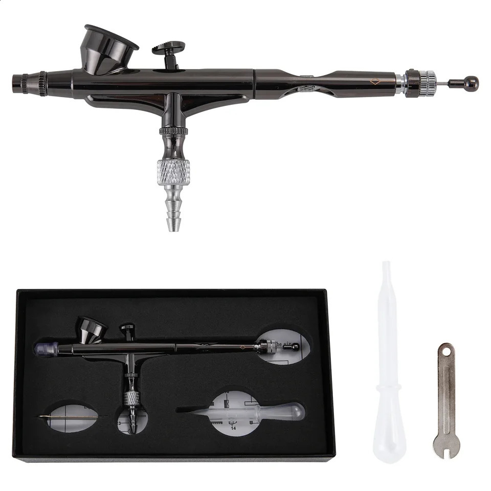 Double acting gravity spray gun 0.m needle kit used for makeup nail art painting models cake decoration shoe tattoos and crafts 240823
