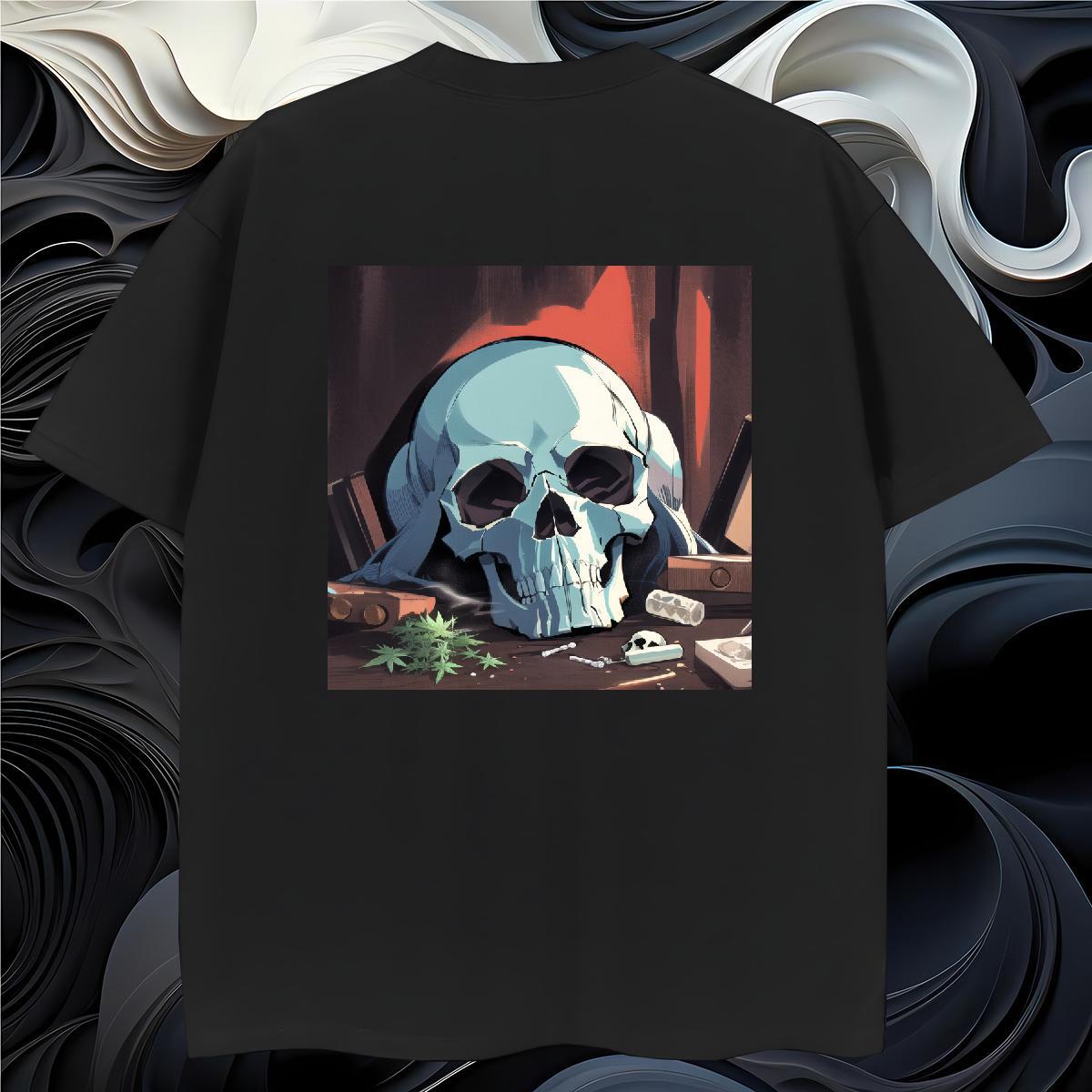 Wholesale Man T Shirts 230g Cotton skull Street Casual Floral Print Breathable Short Sleeve Tshirts Custom Top Tees