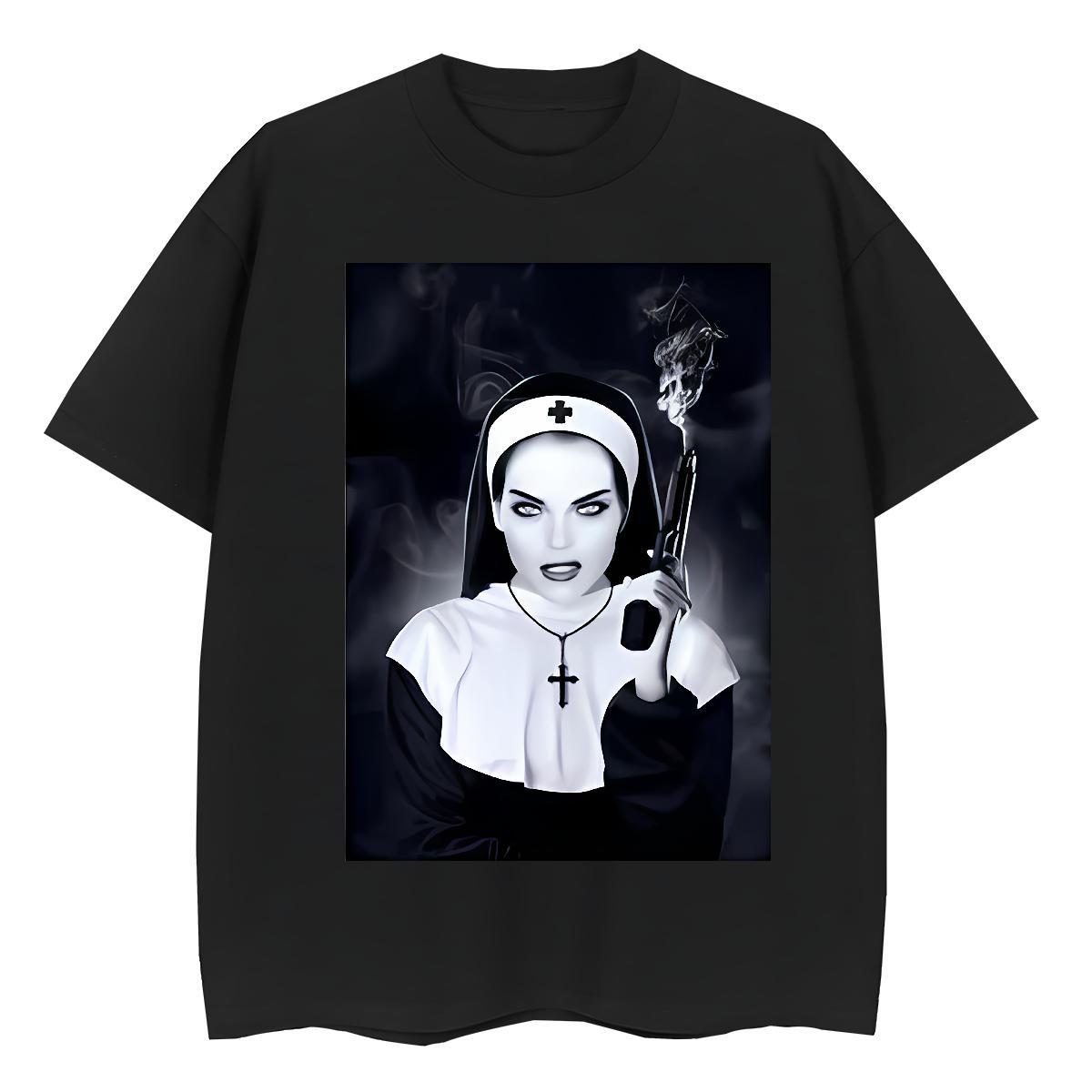 Comfortable Couples T Shirts 230g Pure Cotton pistol High Street Hip Hop T shirt Breathable Crew Neck Custom Cartoon Tops Tees