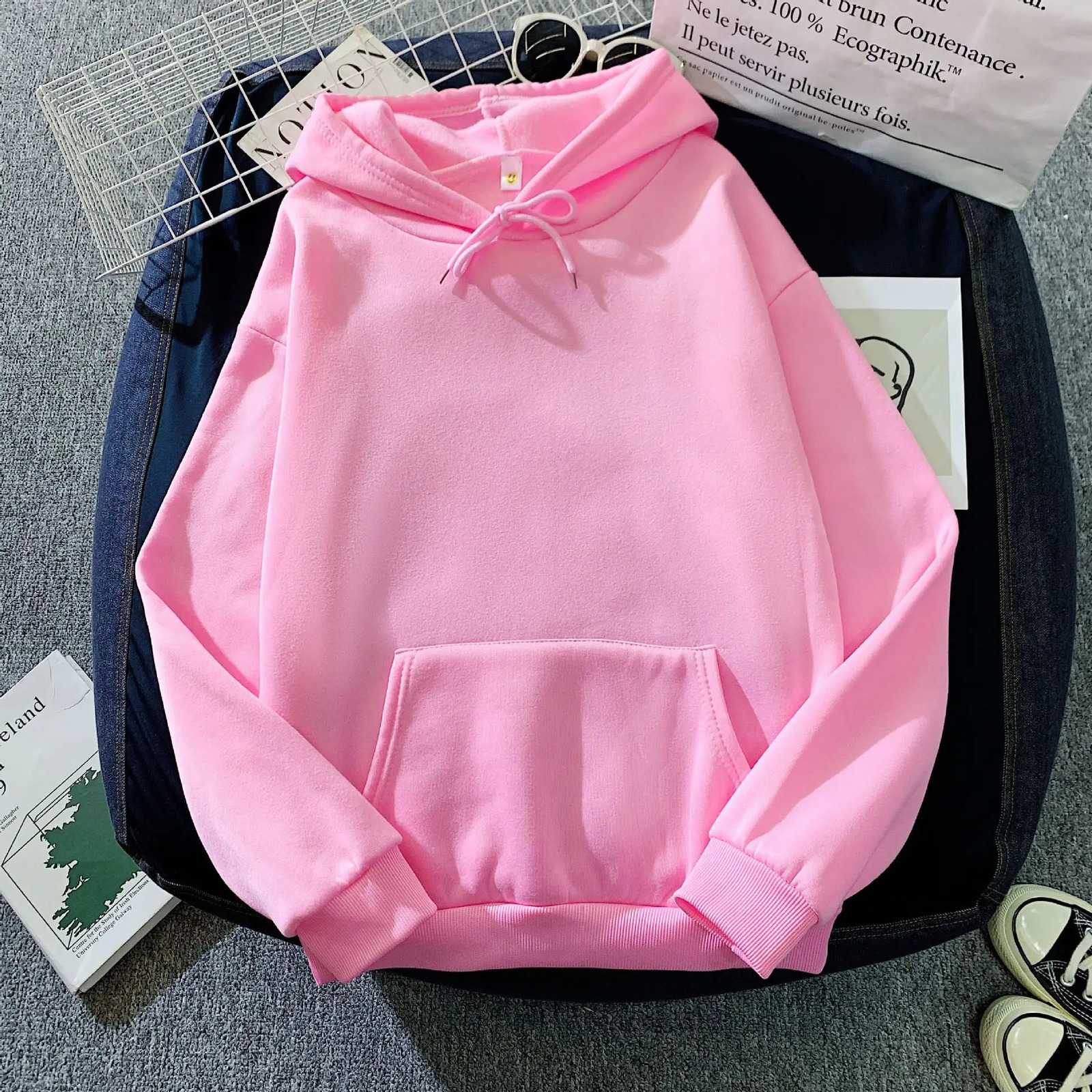 Spring Fashion Streetwear Hoodie Plain Sweatshirt Solid Color Long Sleeve Tracksuit Hoodie Sweatshirts Women Pullover Warm Tops 240824
