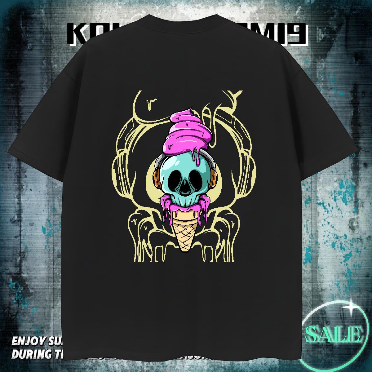 Popular T-Shirts 230g Cotton skull Casual Daily Wear DIY Anime O-Neck Short Sleeve Men Tops Tees 2024 Polos