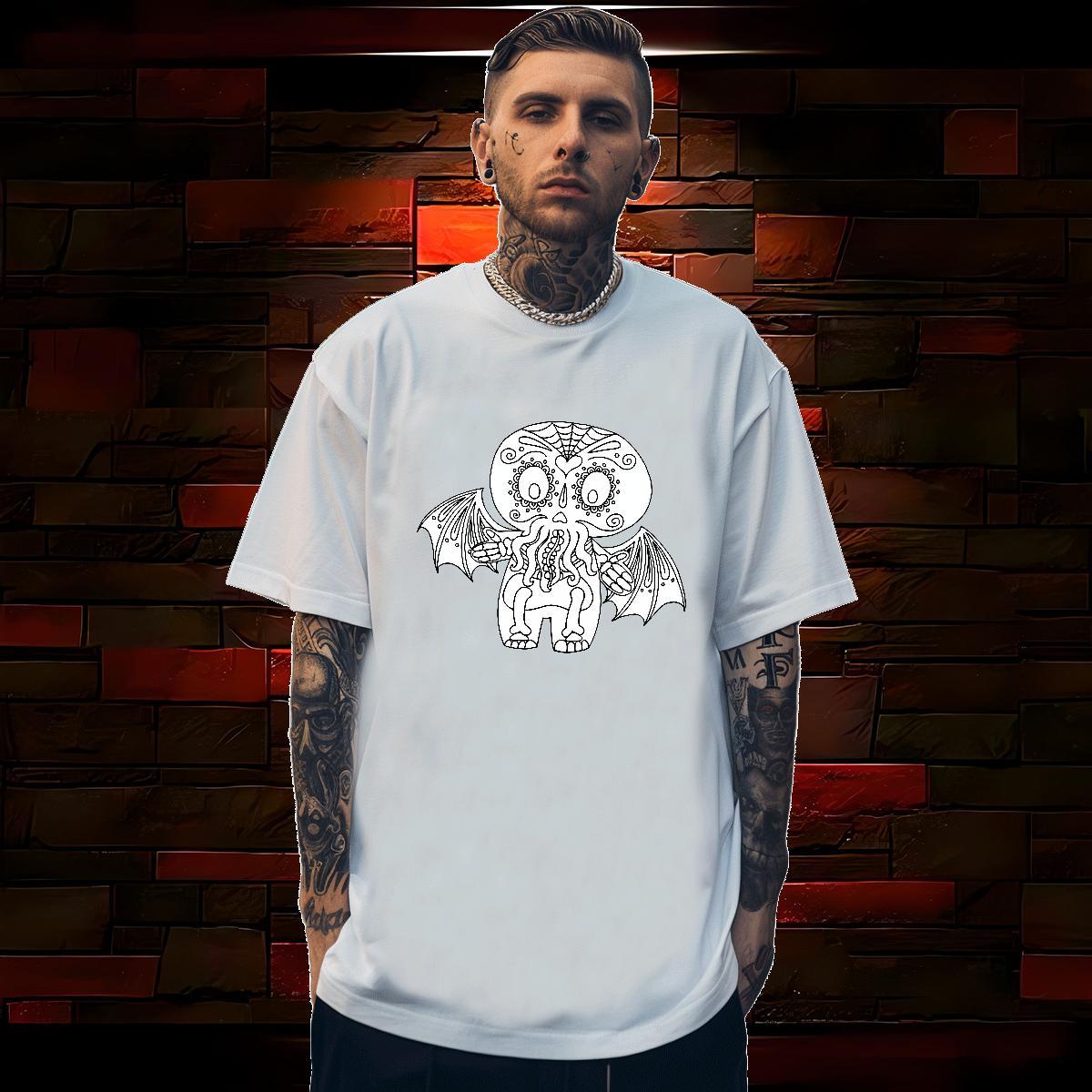 Brand Man T Shirts 230g 100% Cotton skull Spring Summer Anime Print Crew Neck Men Clothes T-Shirt New Designer Tshirts