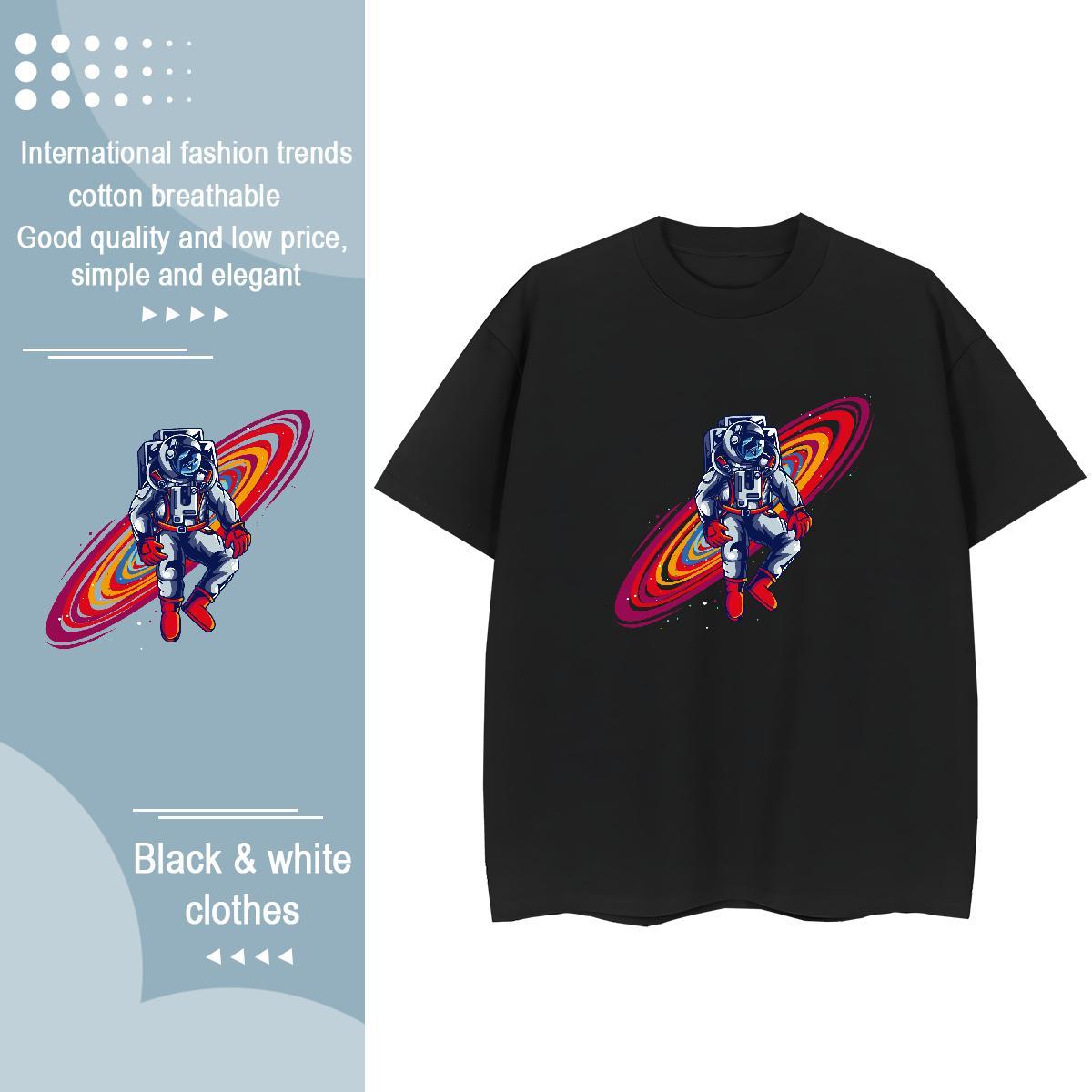 Wholesale Unisex Tshirts 100% Cotton 230g universe Casual Womens T Shirts Breathable Short Sleeve Cartoon Print Tee Shirt