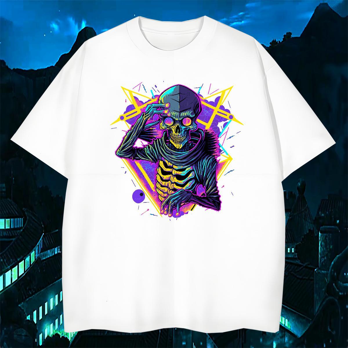 High Quality Mens T Shirts 230g Pure Cotton skull Casual Beach DIY Printed Short Sleeve O-Neck Couples T Shirts DIY Customized Tops