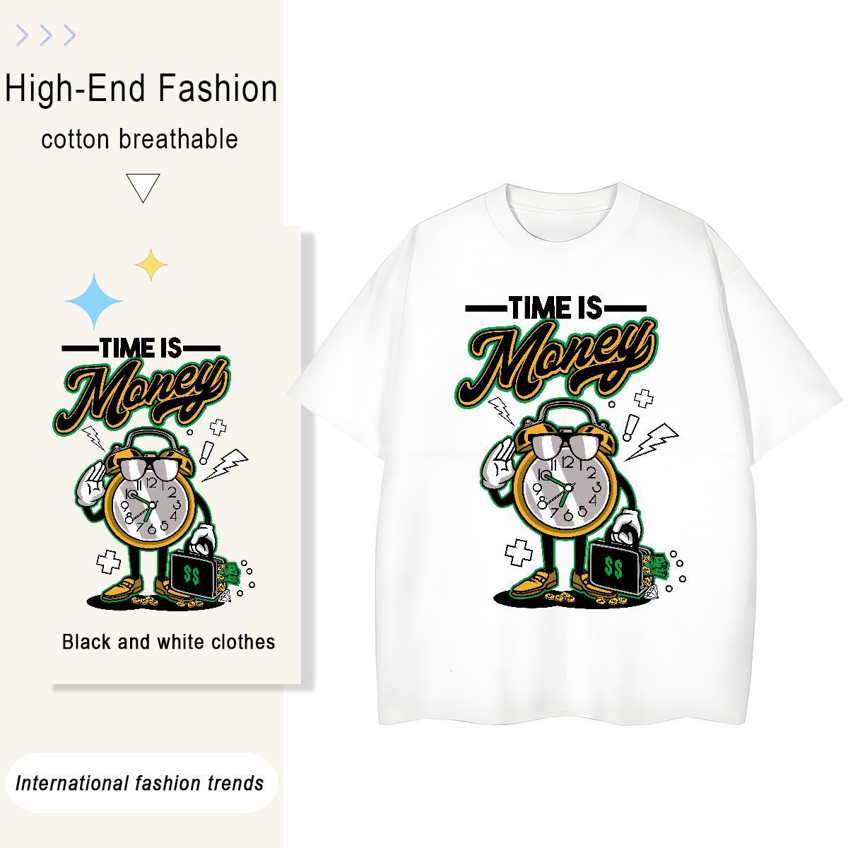 Female Women Tshirts 230g Cotton glasses Street Casual Womens T Shirts Breathable Short Sleeve Cartoon Floral Printing Tees