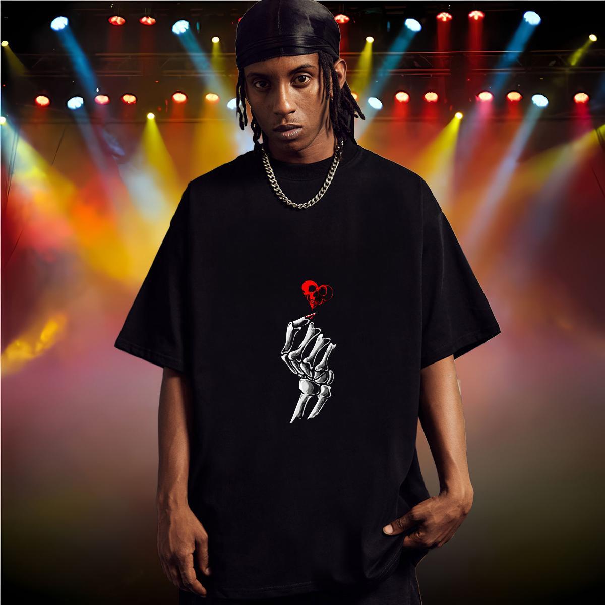 Comfortable T shirt 230g Cotton skull Street Wear Oversized 3XL 4XL Breathable Crew Neck Men Tshirts Fashion Designer Clothes