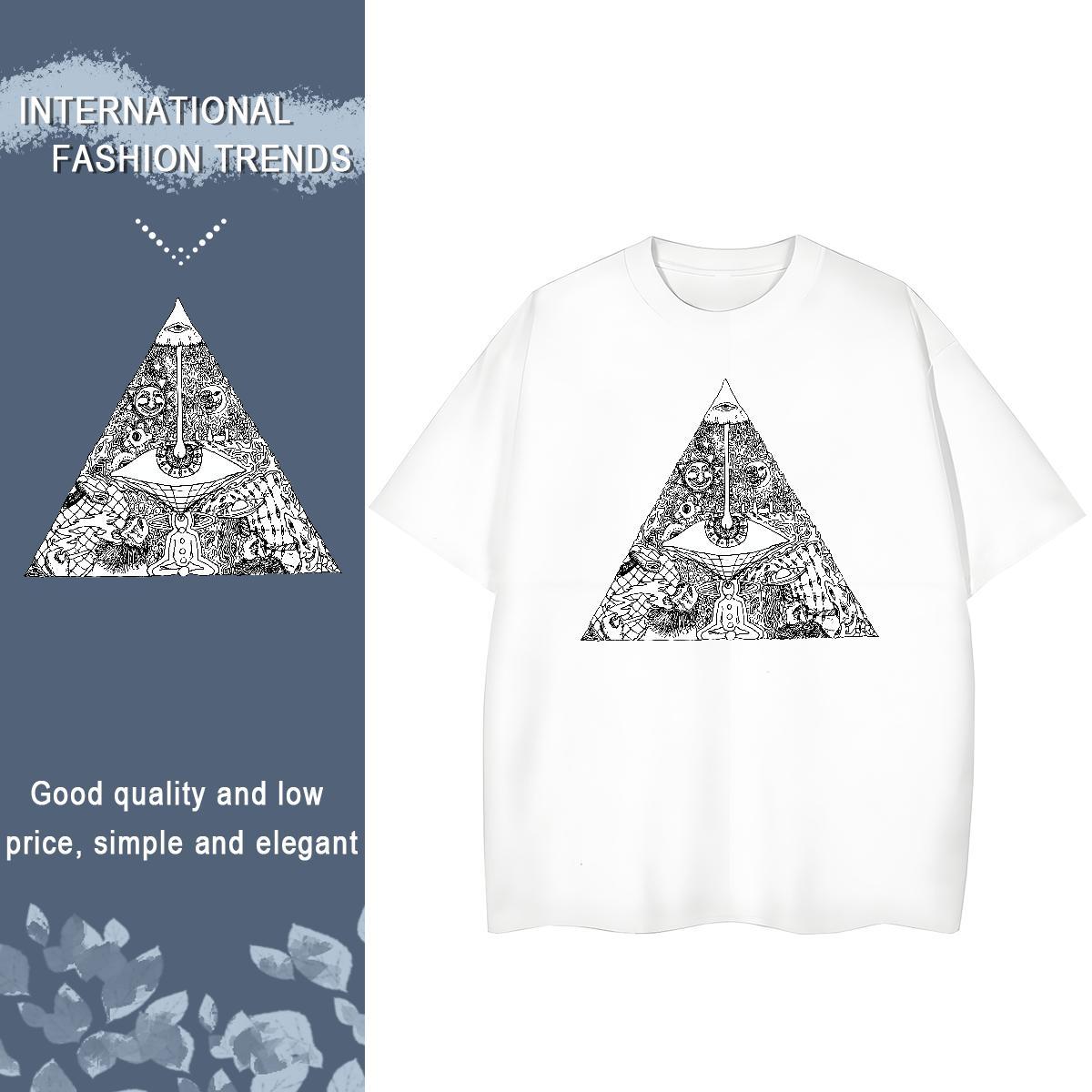 Cool Design T-Shirts 230g Pure Cotton eye of the devil Hip Hop Anime Print Crew Neck Breathable Mens Tshirts Casual New Tees Shirts
