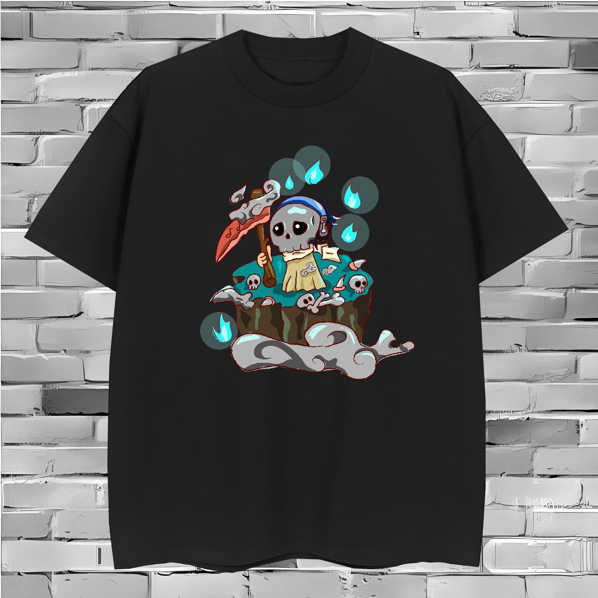 Unisex Mens T Shirts 230g Cotton skull Street Wear Custom Printing Breathable Crew Neck Men Tshirts 2024 DIY Polos