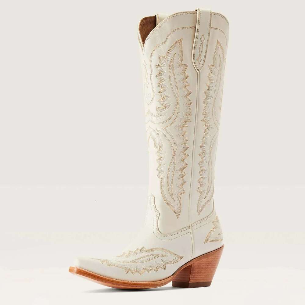 2024 Western Cowboy Boots: Embroidered Zipper hot Mid-Calf High Heel Cowgirl Boots