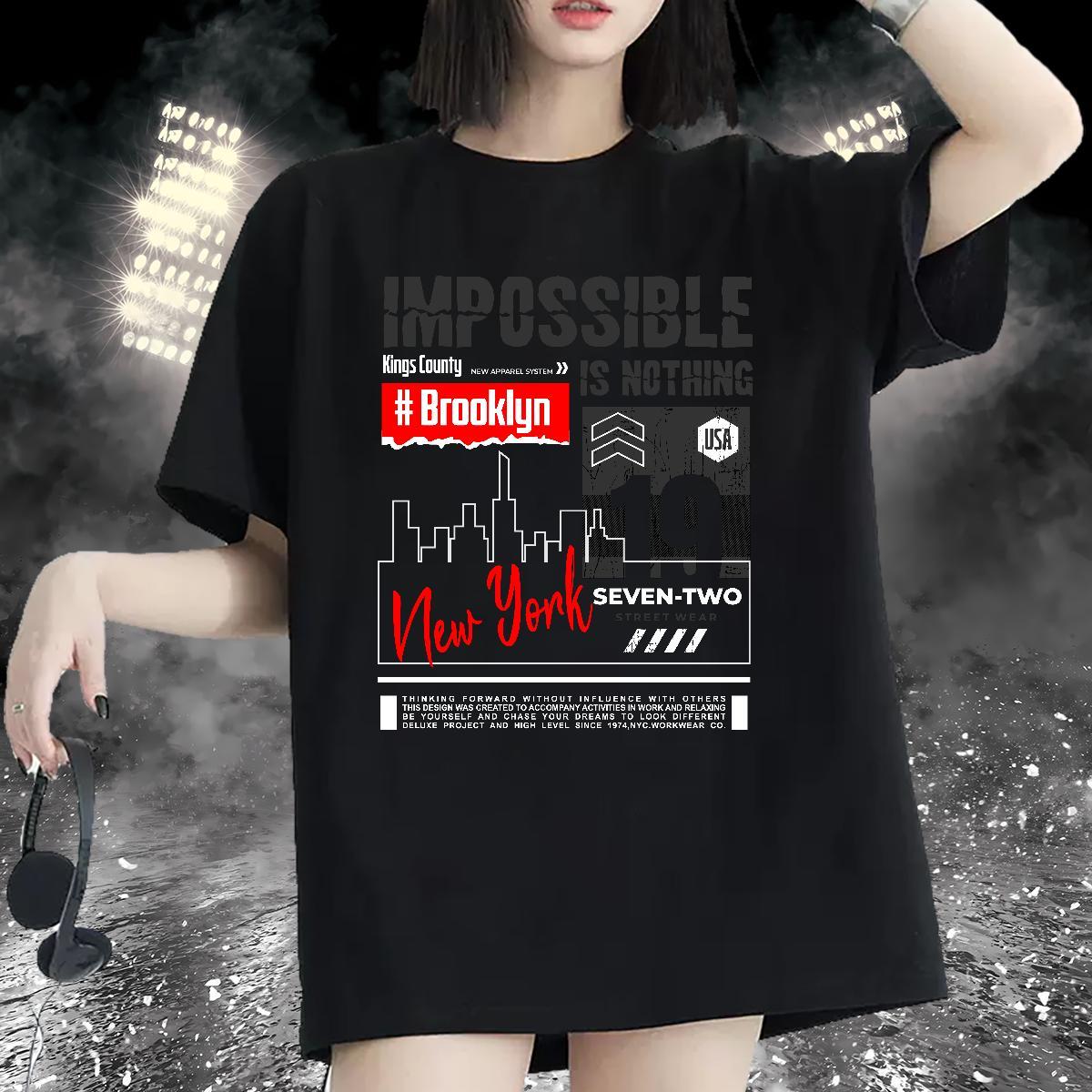 Unisex Women Tees 230g Pure Cotton NEW YORK Street T shirt Breathable Short Sleeve DIY Anime Tee Shirt