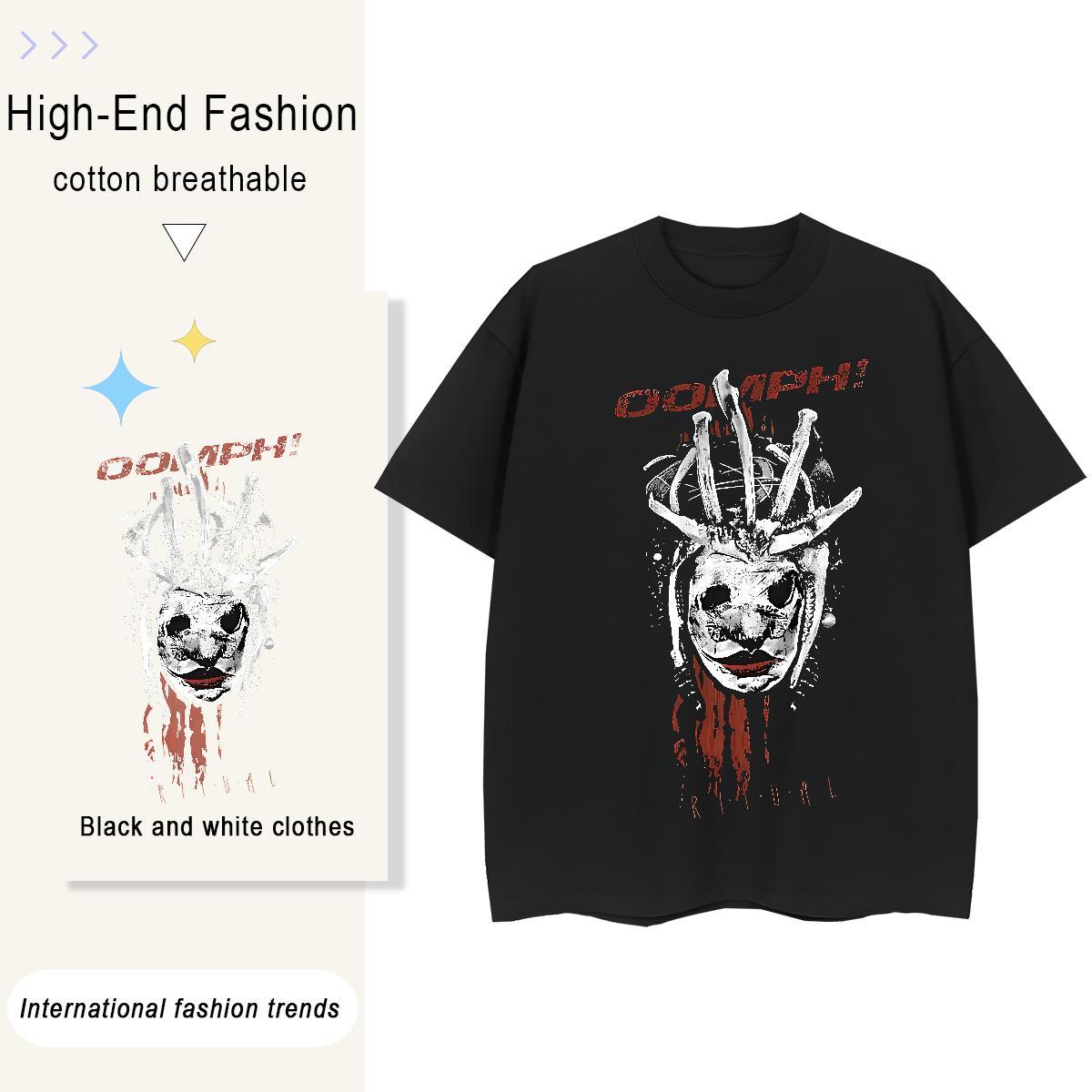 Unisex Couples T Shirts 230g Cotton scary Street Wear T shirt Crew Neck Cartoon Printing L-4XL Tops Shirt