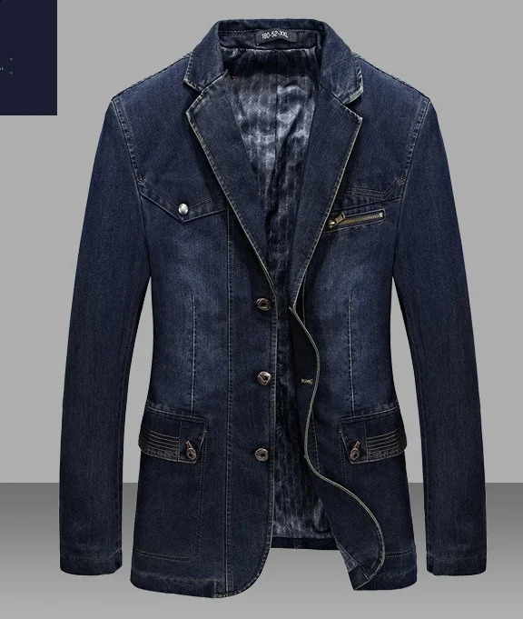 High quality mens denim jacket lapel three button 240824