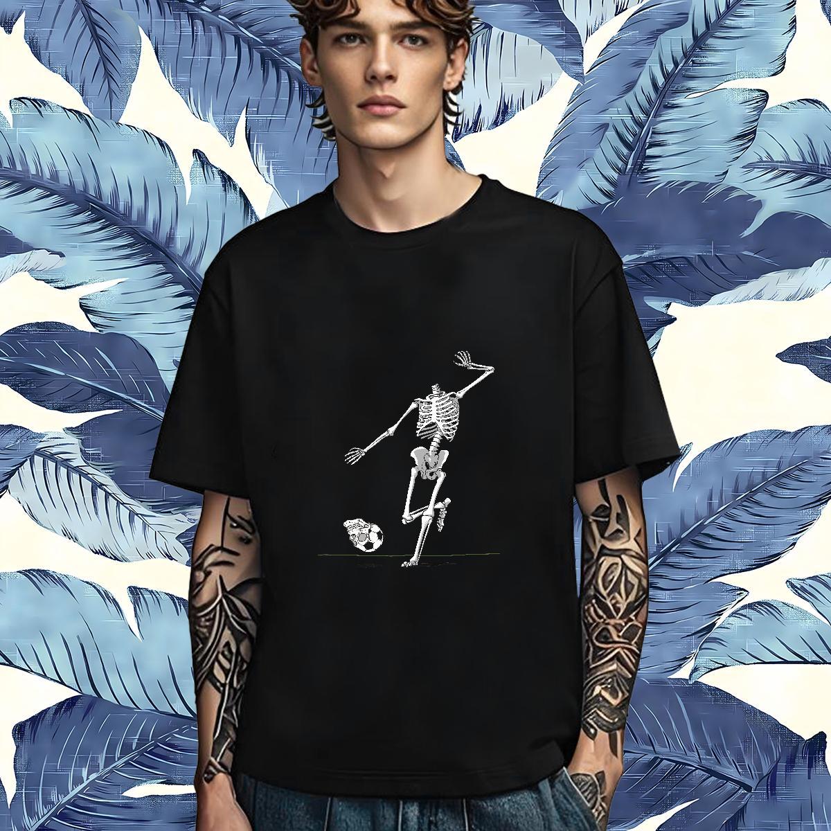 Brand T-Shirts 230g Pure Cotton skull Hip Hop Customized Print Crew Neck Tshirt for Man Woman Fashion New Tops Tees