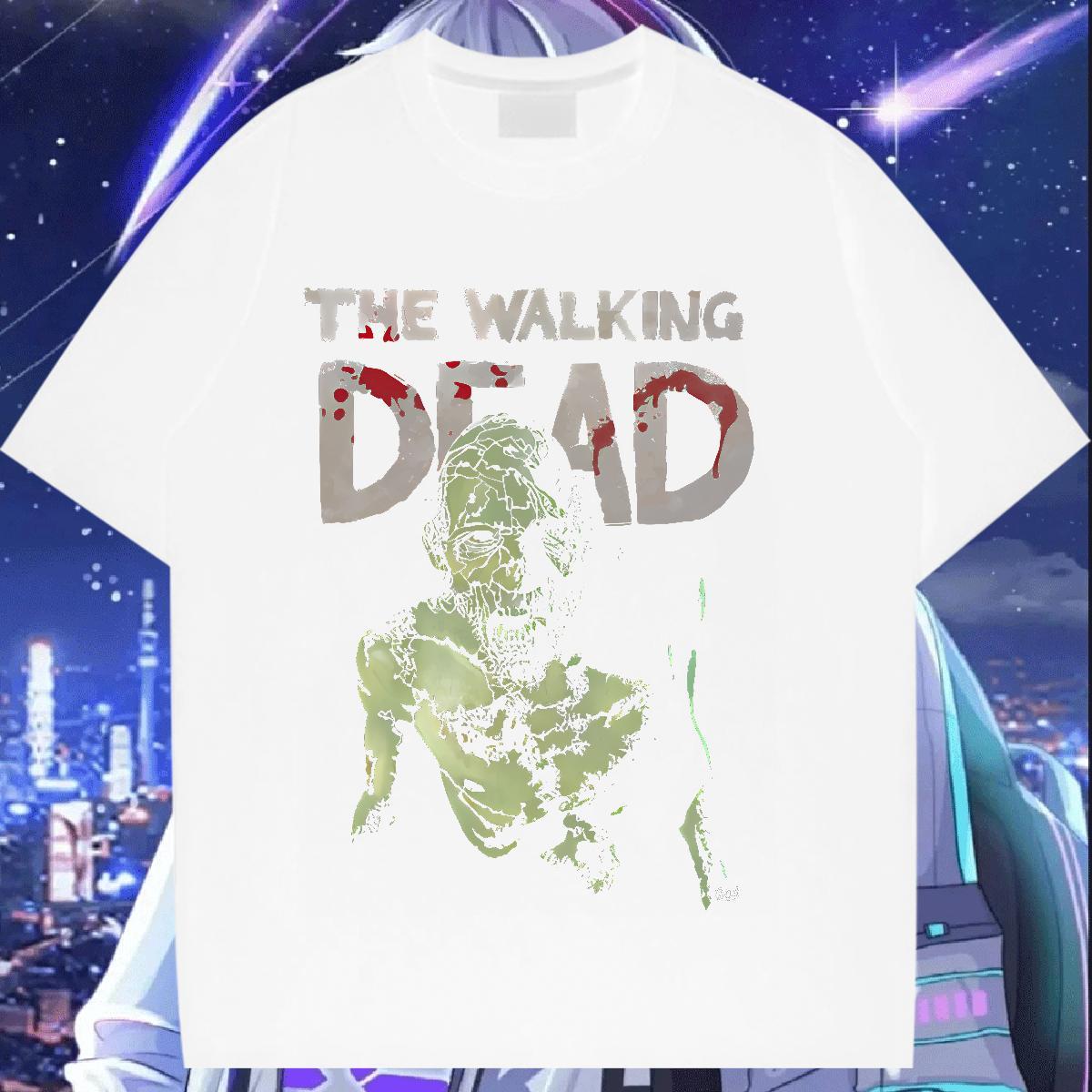 Female Women Tees 230g Cotton scary Home Outdoor T Shirt For Woman Short Sleeve O-Neck Floral Print Tops Shirt