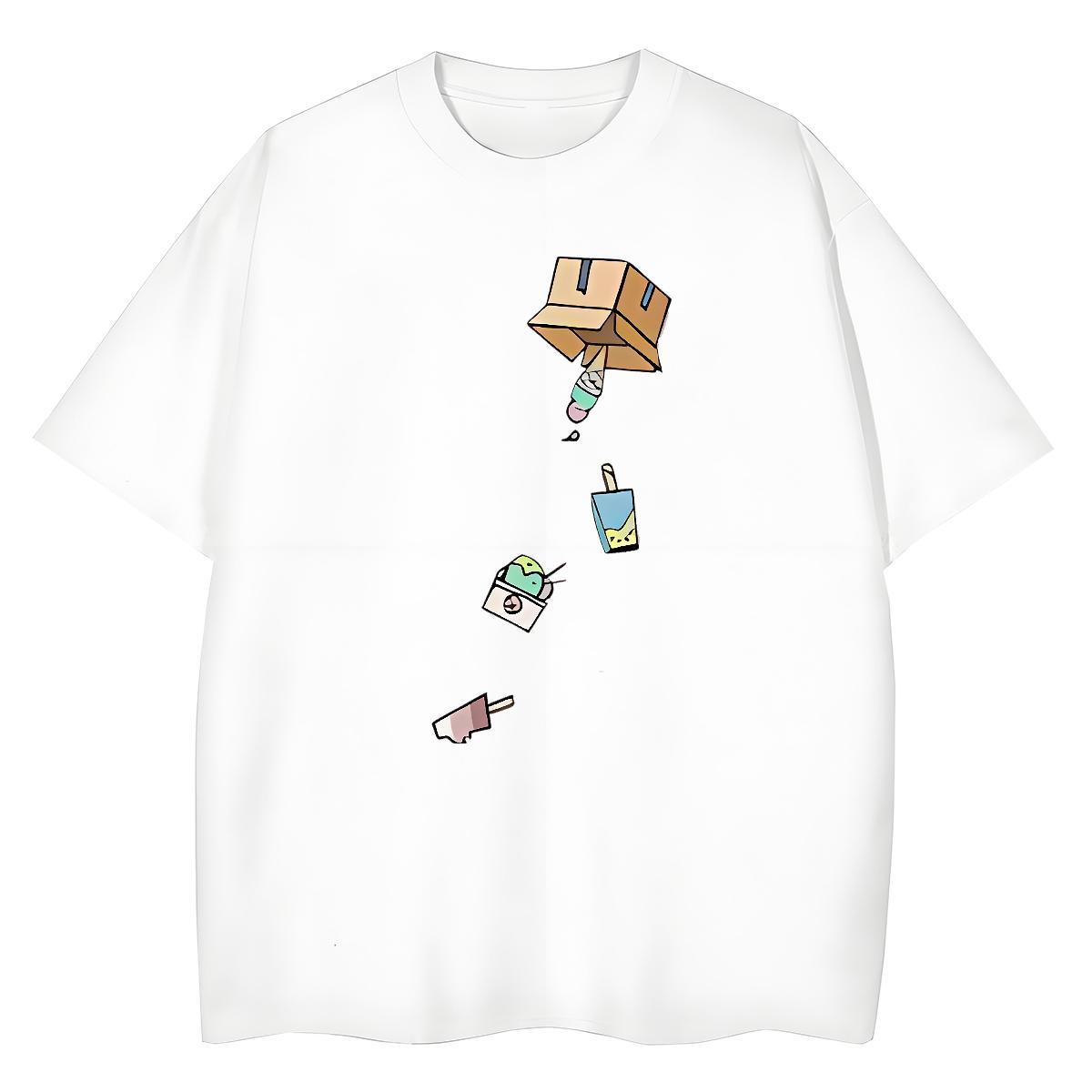 Loose Women Tshirts 230g Cotton painting Hip Hop Street Woman T Shirts O Neck Short Sleeves Anime Oversized Tee Shirt
