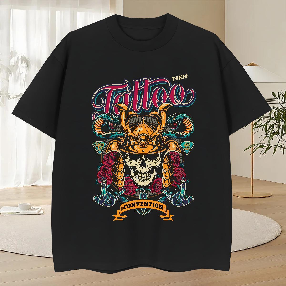Cool Design Man T Shirts 230g Cotton skull Street Plus Size Custom Breathable Short Sleeve Couples T Shirts Customized Tees