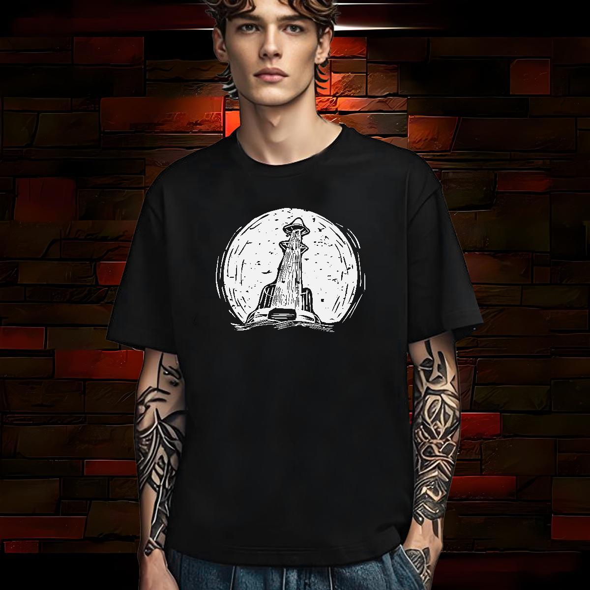 Classic T Shirts Men 230g Cotton mountains Beach Floral Print Round Neck Short Sleeve Tshirt for Man Woman 2024 Designer Polos